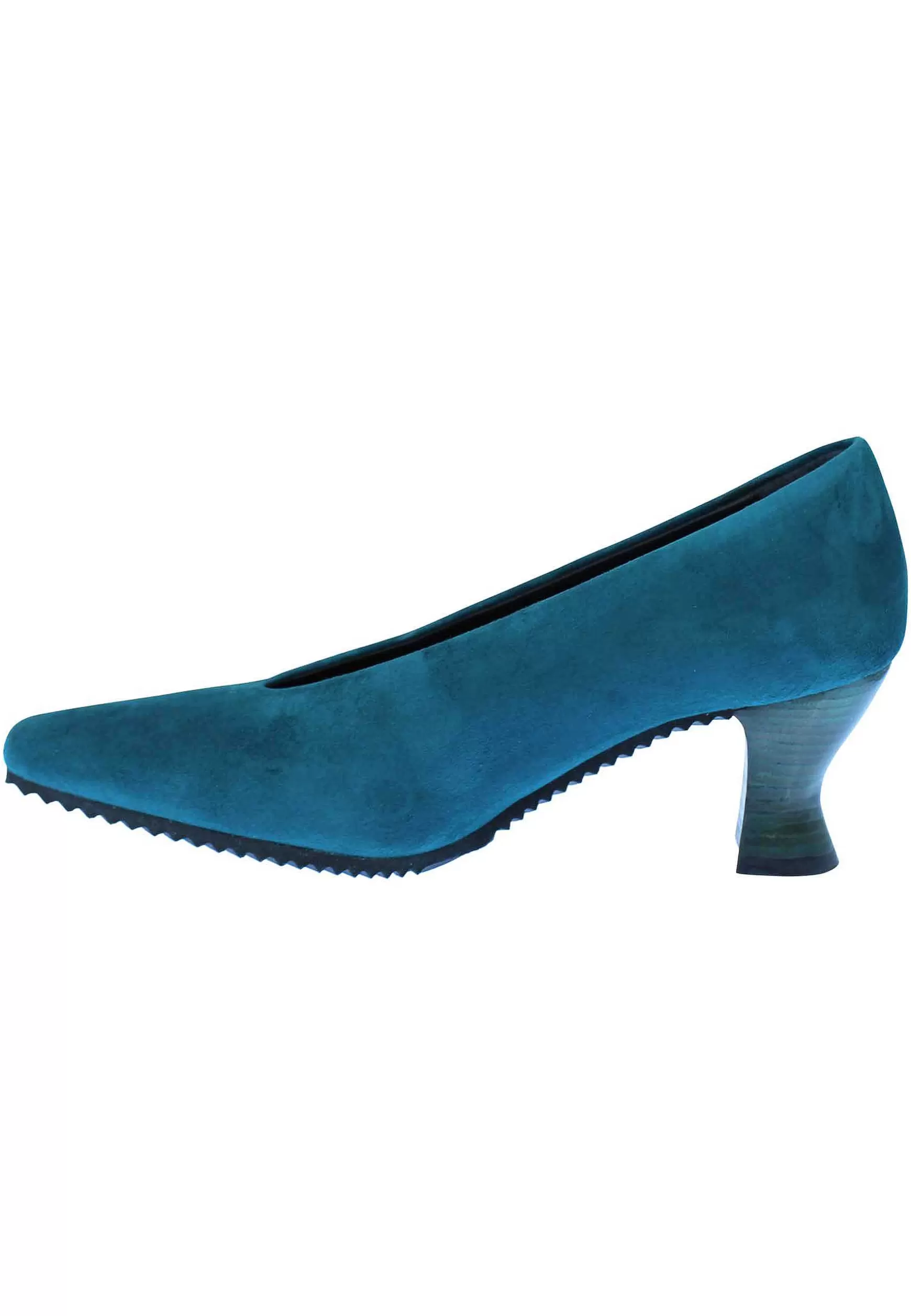 Decollete Donna In Camoscio Petrolio Punta Quadra E Tacco In Cuoio** Store