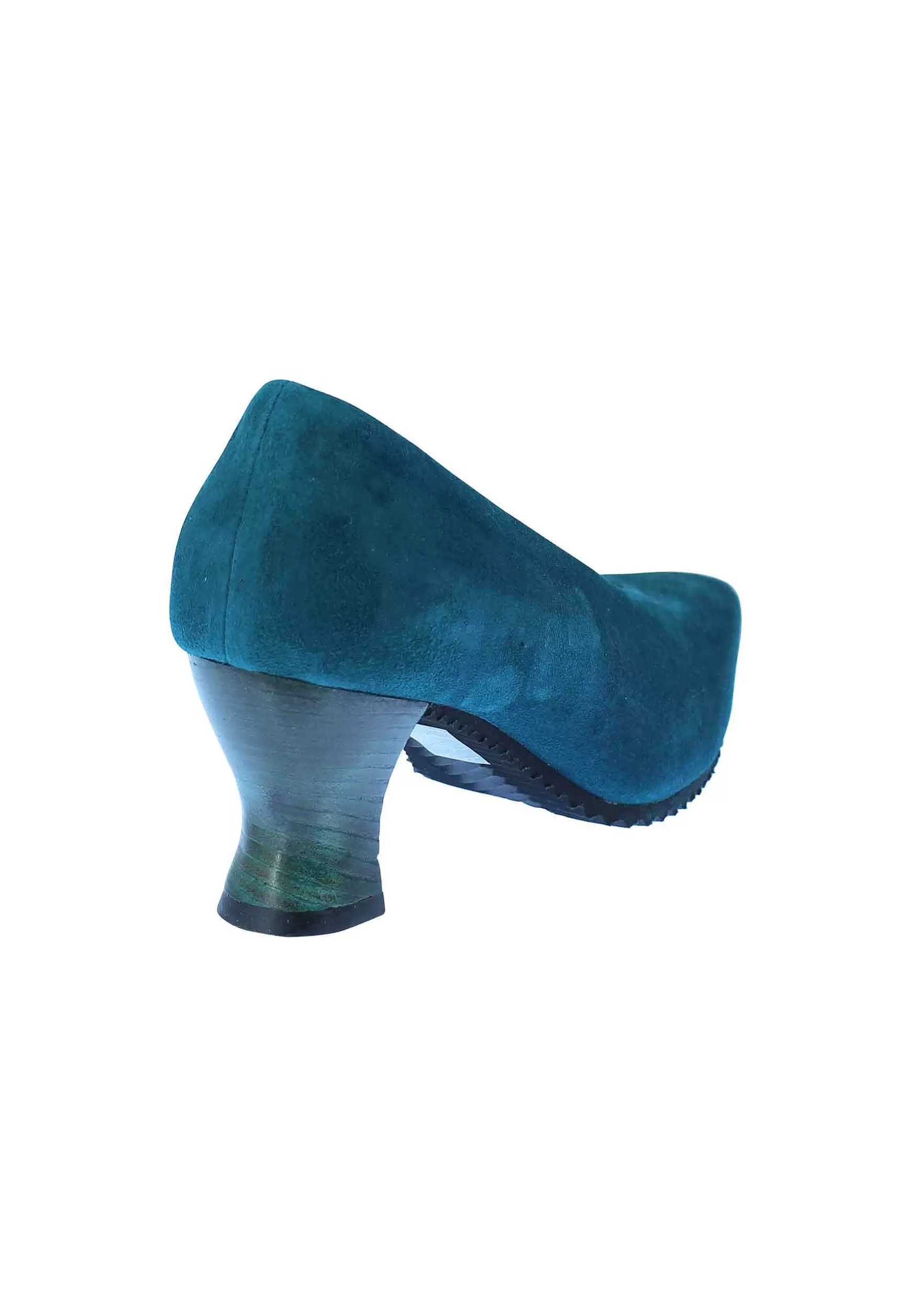 Decollete Donna In Camoscio Petrolio Punta Quadra E Tacco In Cuoio** Store