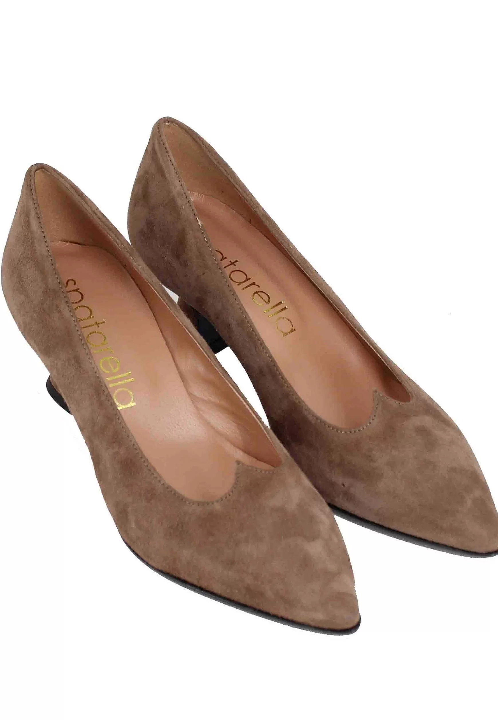 Decollete Donna In Camoscio Taupe Con Scollo A Cuore** Best Sale