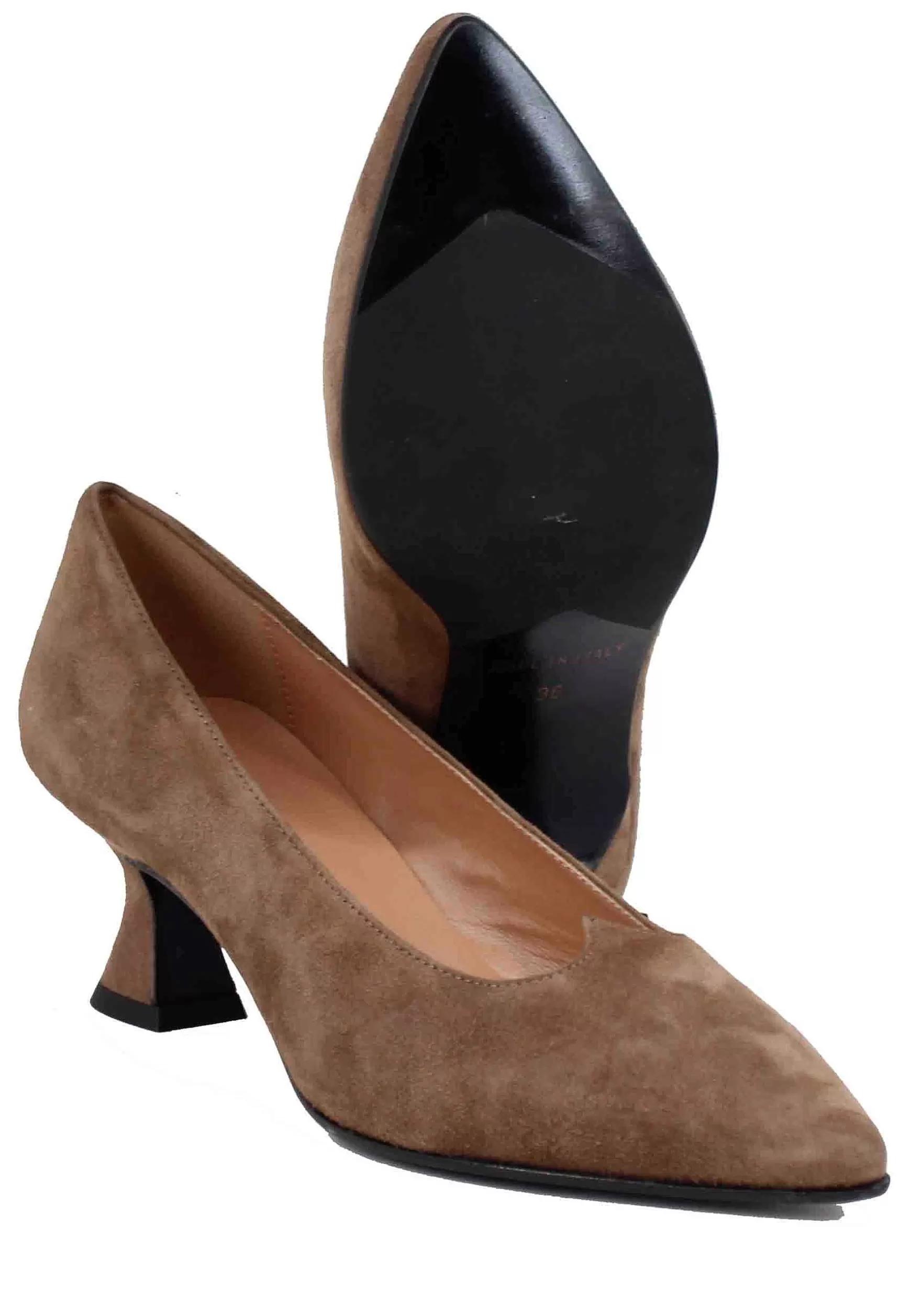 Decollete Donna In Camoscio Taupe Con Scollo A Cuore** Best Sale