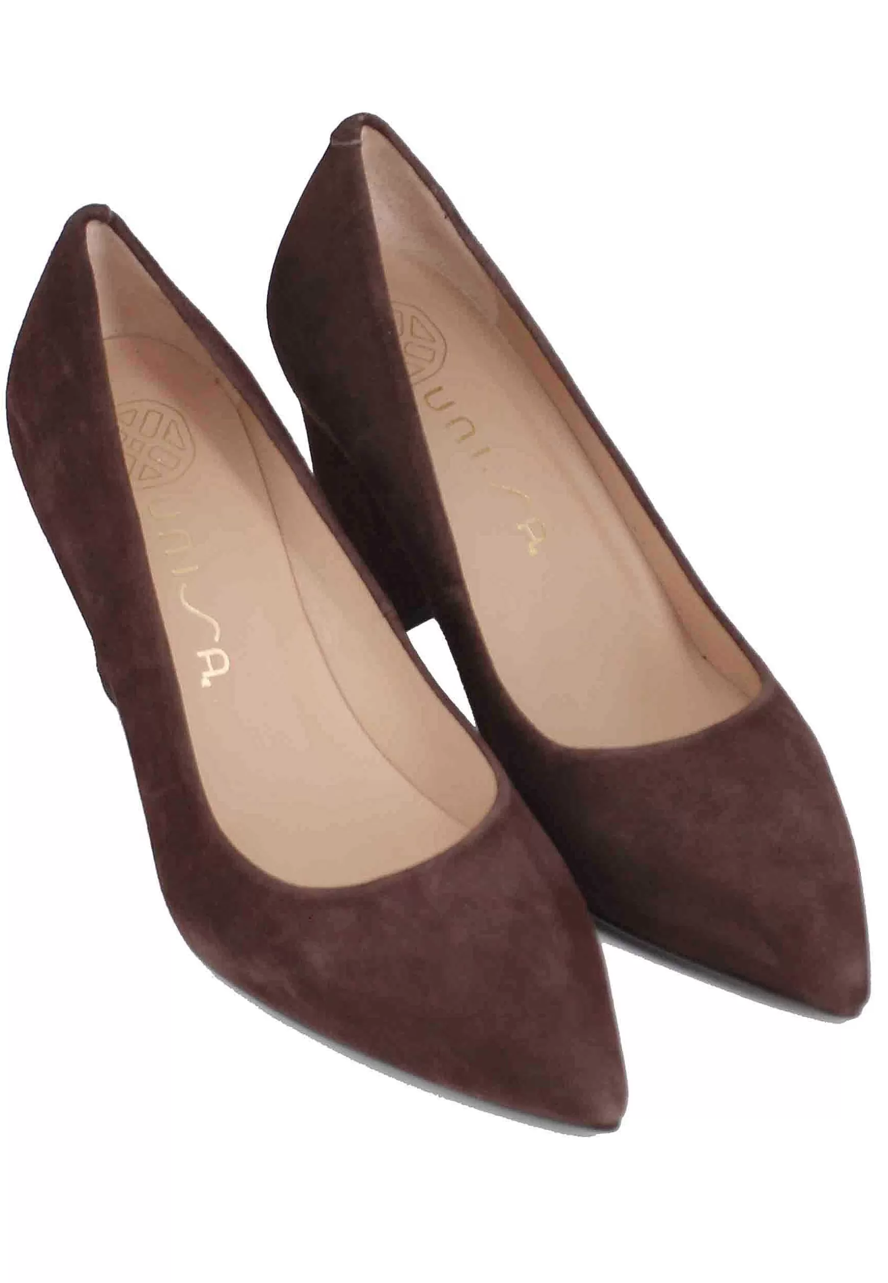 Decollete Donna In Camoscio Testa Di Moro Tacco Alto*Unisa Flash Sale