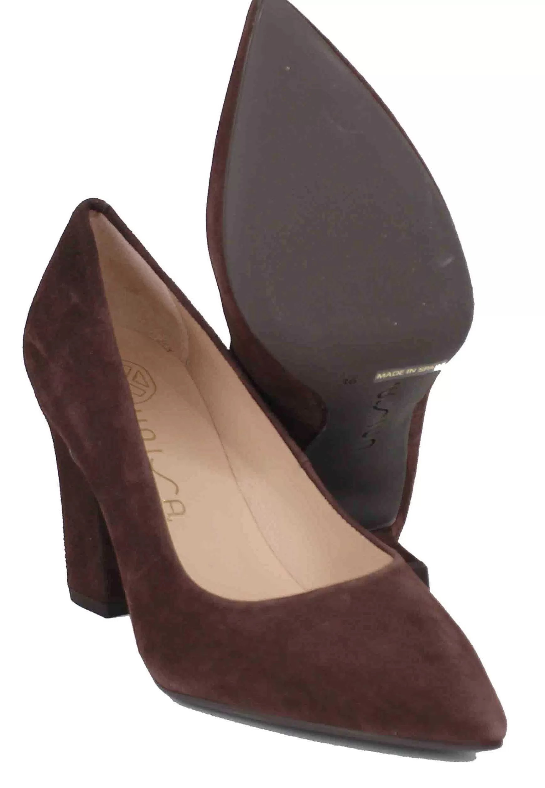 Decollete Donna In Camoscio Testa Di Moro Tacco Alto*Unisa Flash Sale