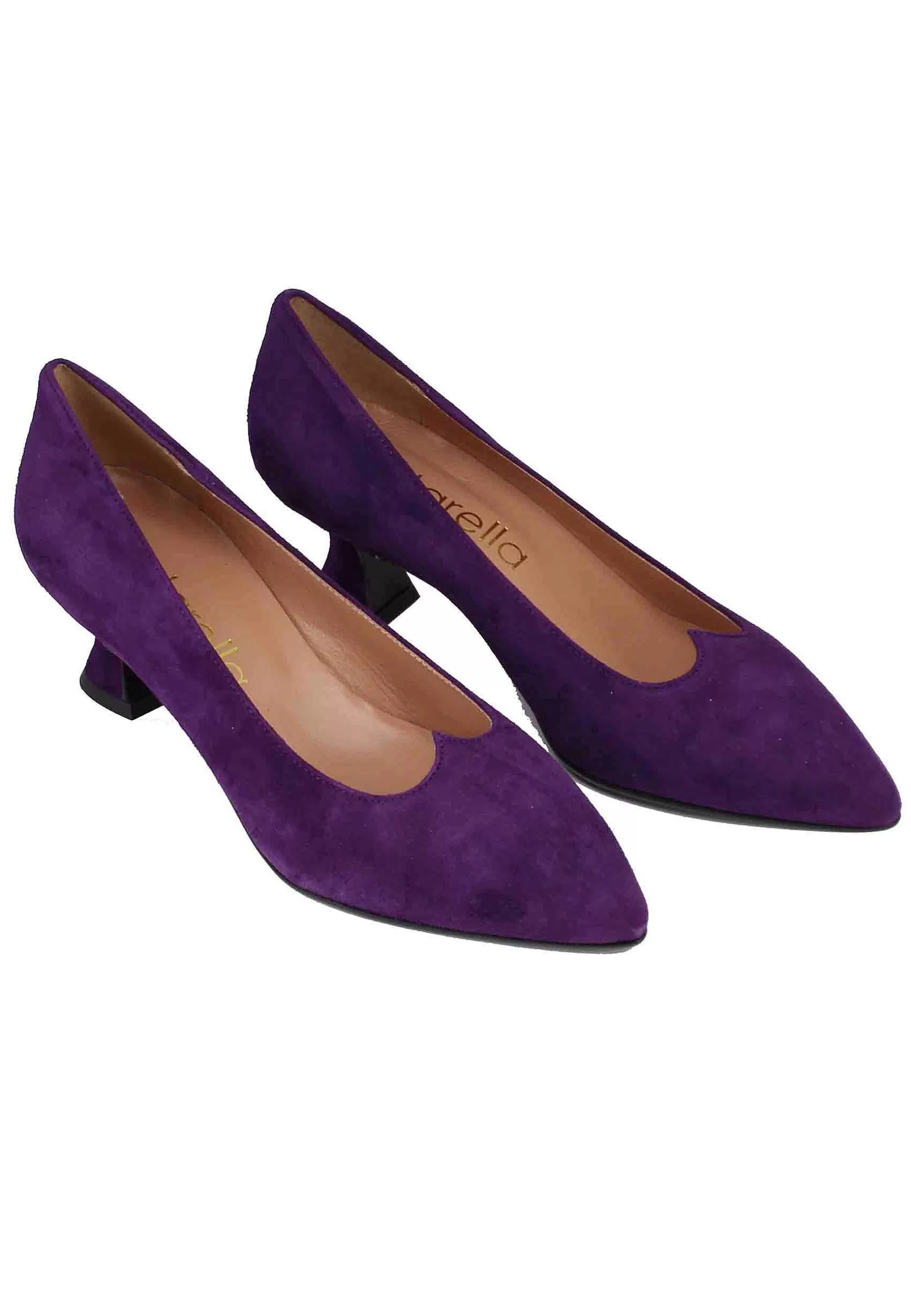 Decollete Donna In Camoscio Viola Con Scollo A Cuore** Best