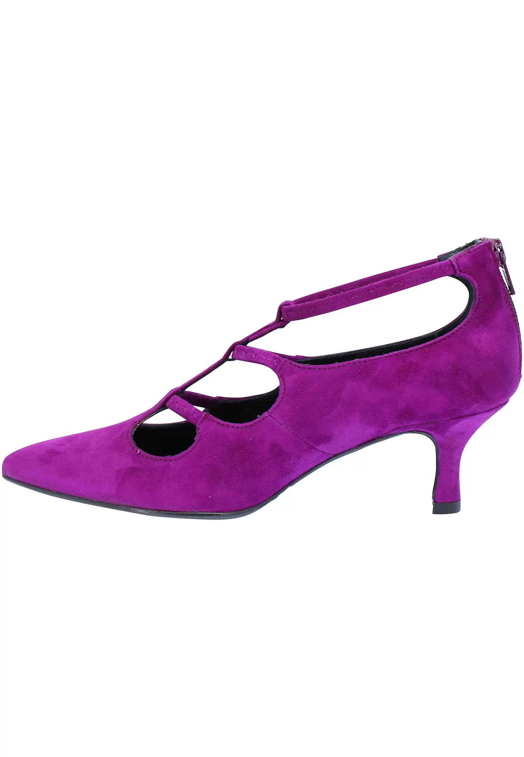 Decollete Donna In Camoscio Viola Con Tacco Basso Cinturini E Punta A Punta** Best