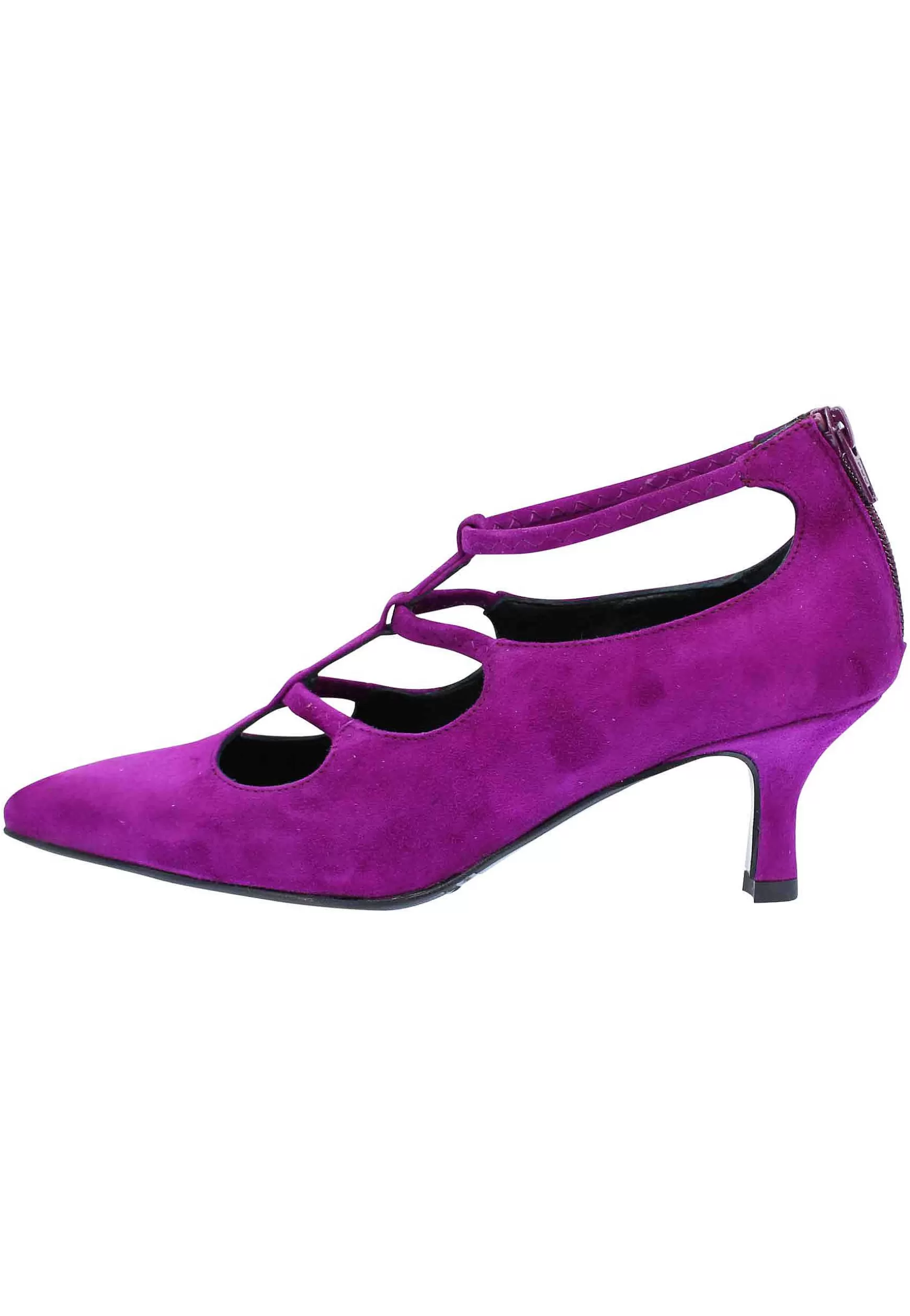 Decollete Donna In Camoscio Viola Con Tacco Basso Cinturini E Punta A Punta** Best