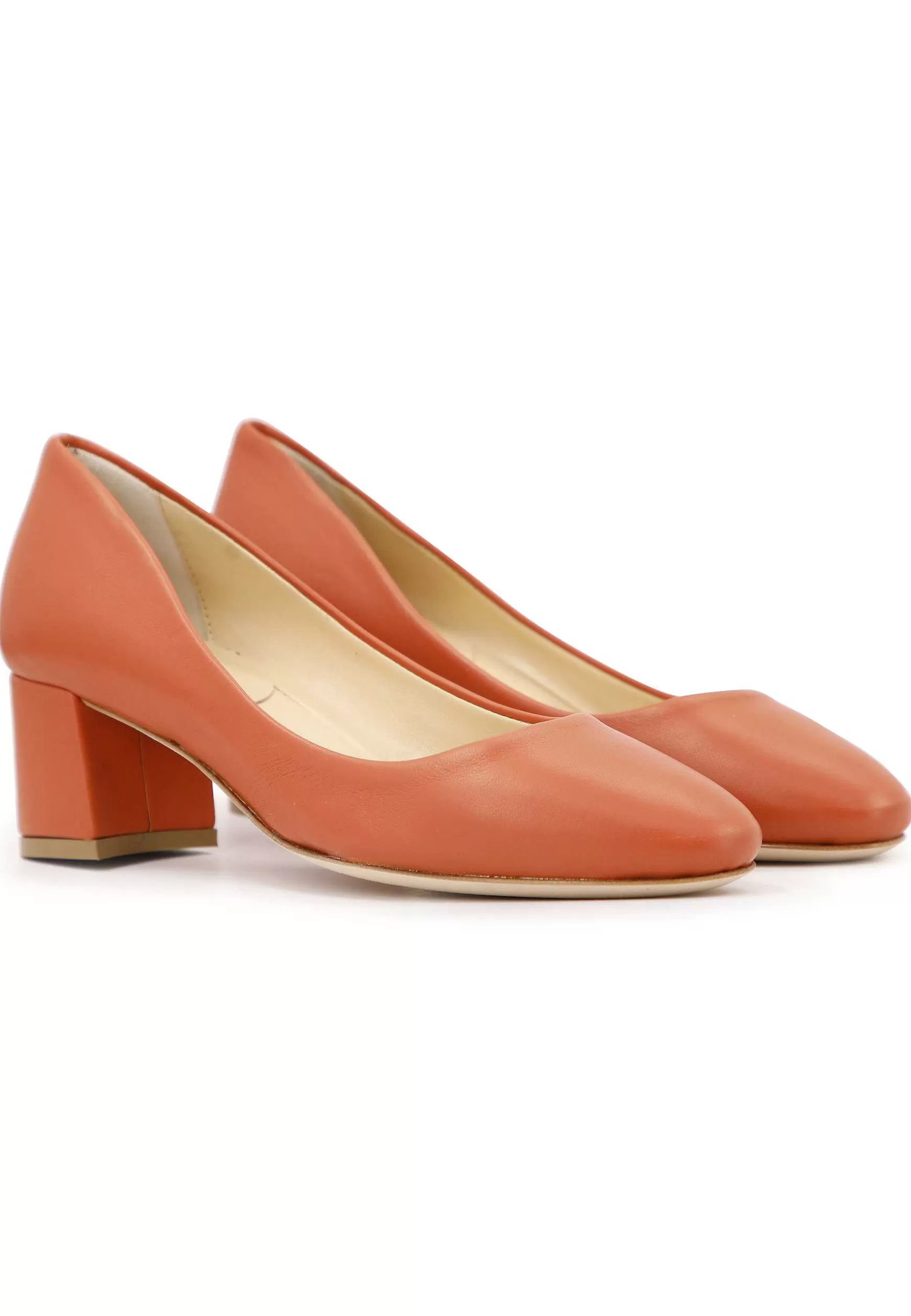 Decoete Donna In Pee Arancio Con Tacco Basso E Punta Tonda*L Sale