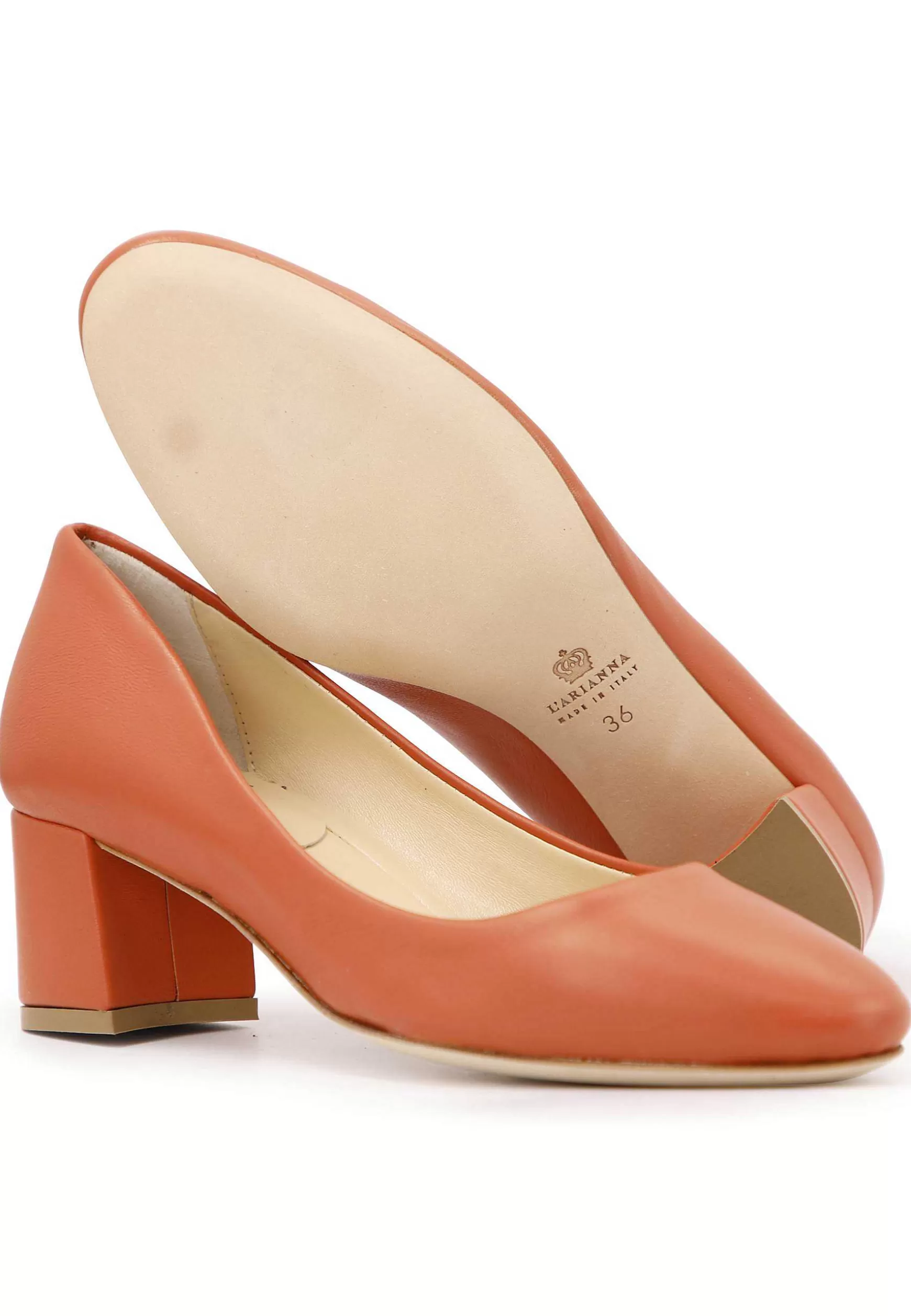 Decoete Donna In Pee Arancio Con Tacco Basso E Punta Tonda*L Sale