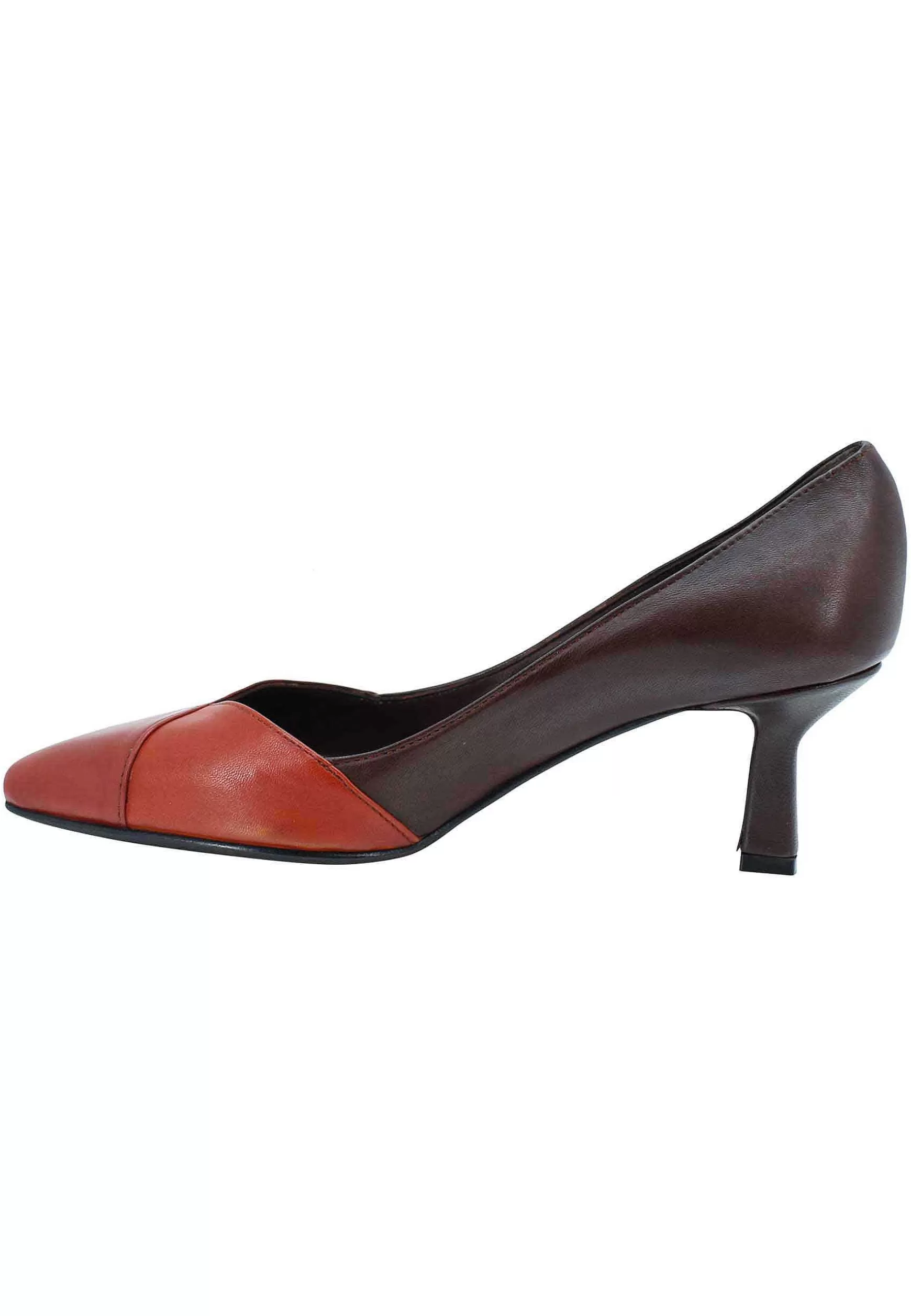 Decoete Donna In Pee Bi Coore Marrone E Mattone Tacco Basso*L Outlet