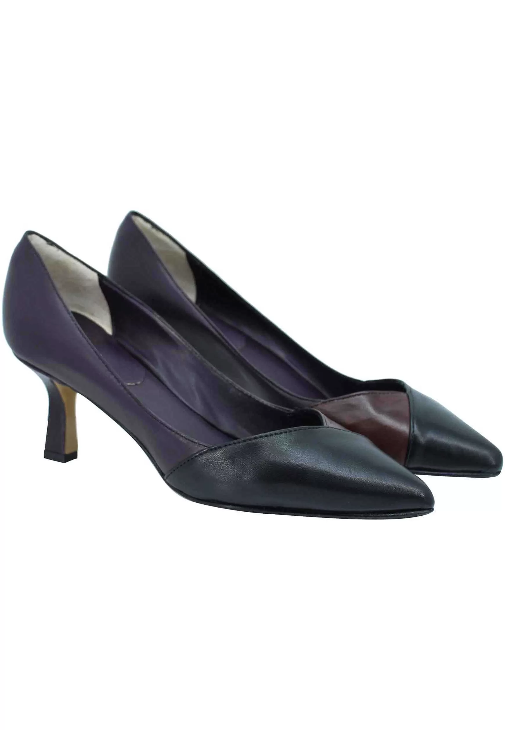 Decoete Donna In Pee Bi Coore Nero E Vioa Tacco Basso*L Cheap