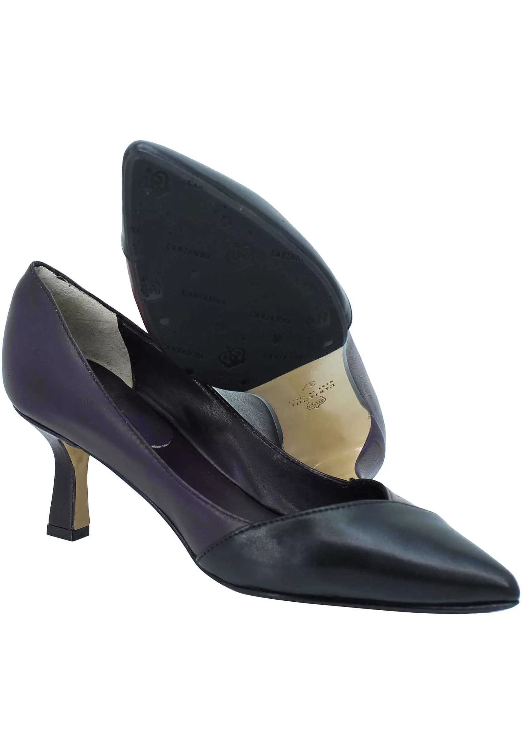 Decoete Donna In Pee Bi Coore Nero E Vioa Tacco Basso*L Cheap