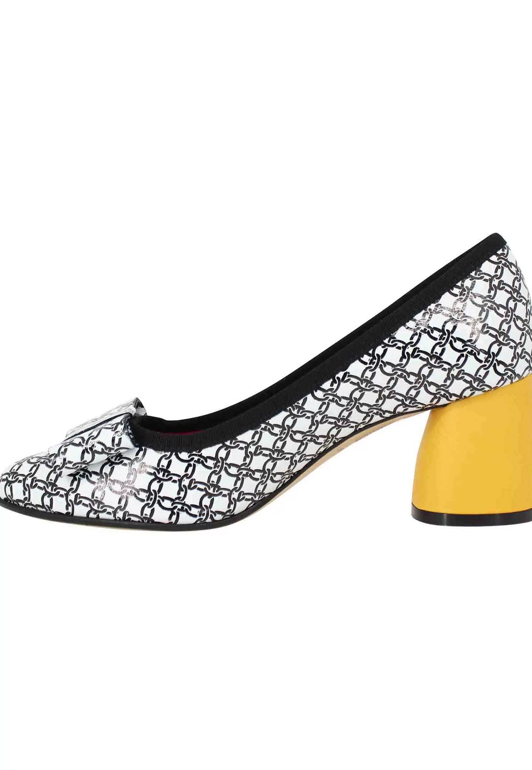 Decollete Donna In Pelle Bianca E Nera Con Tacco Alto In Contrasto*Le Babe New