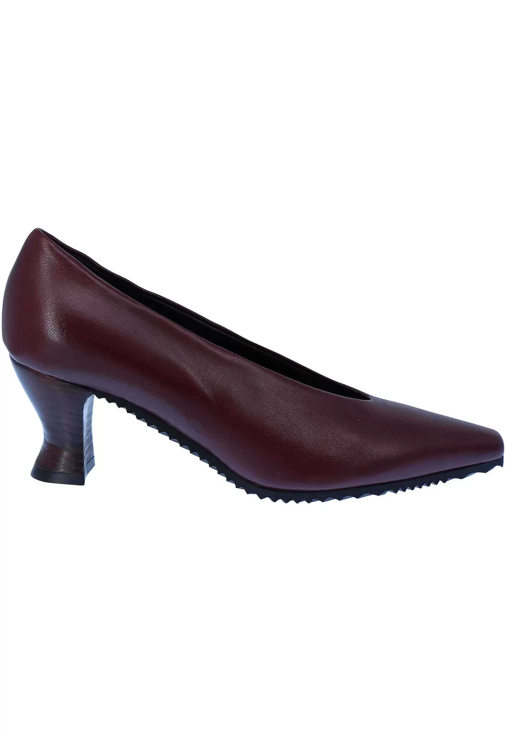 Decollete Donna In Pelle Bordeaux Punta Quadra E Tacco In Cuoio** Flash Sale