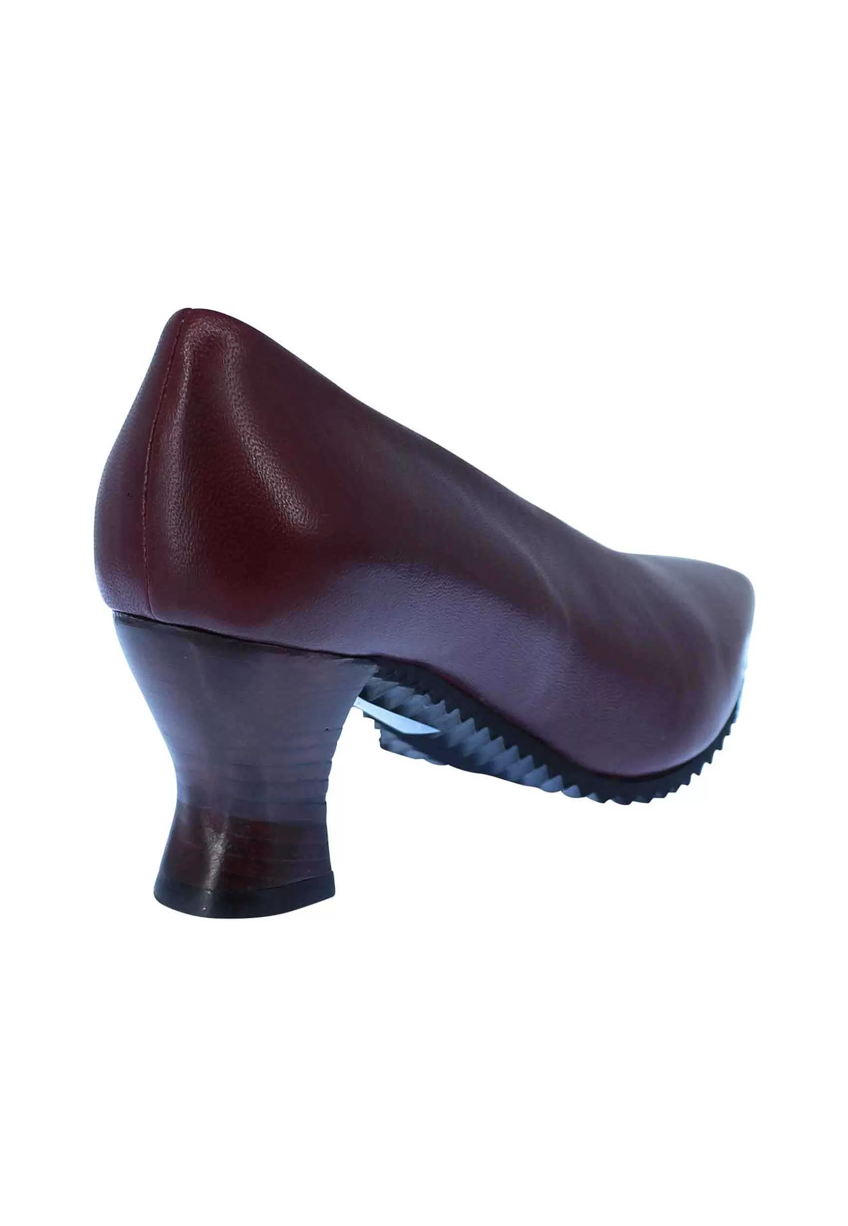 Decollete Donna In Pelle Bordeaux Punta Quadra E Tacco In Cuoio** Flash Sale