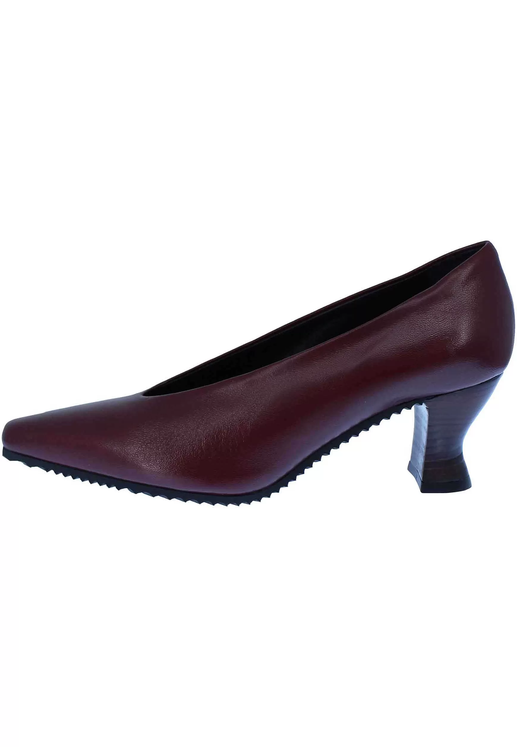 Decollete Donna In Pelle Bordeaux Punta Quadra E Tacco In Cuoio** Flash Sale