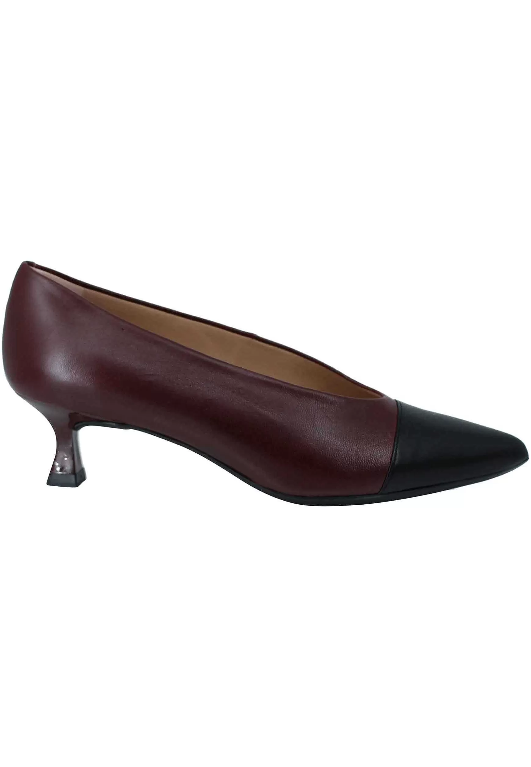 Decollete Donna In Pelle Bordeaux Tacco Basso Con Scollo Alto E Puntina*Unisa Hot