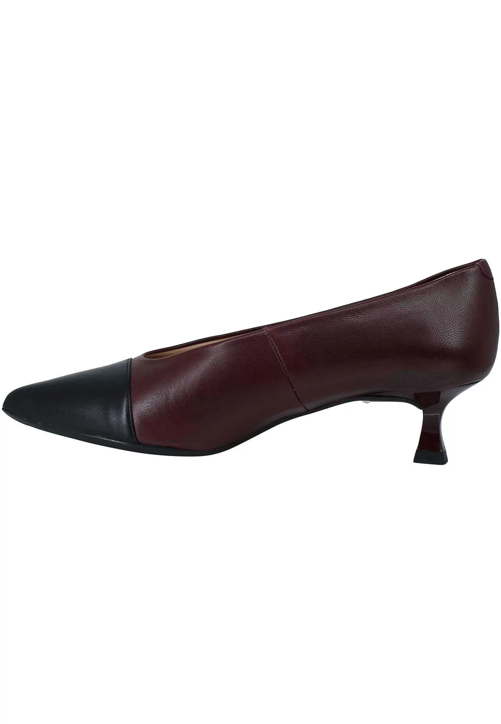 Decollete Donna In Pelle Bordeaux Tacco Basso Con Scollo Alto E Puntina*Unisa Hot