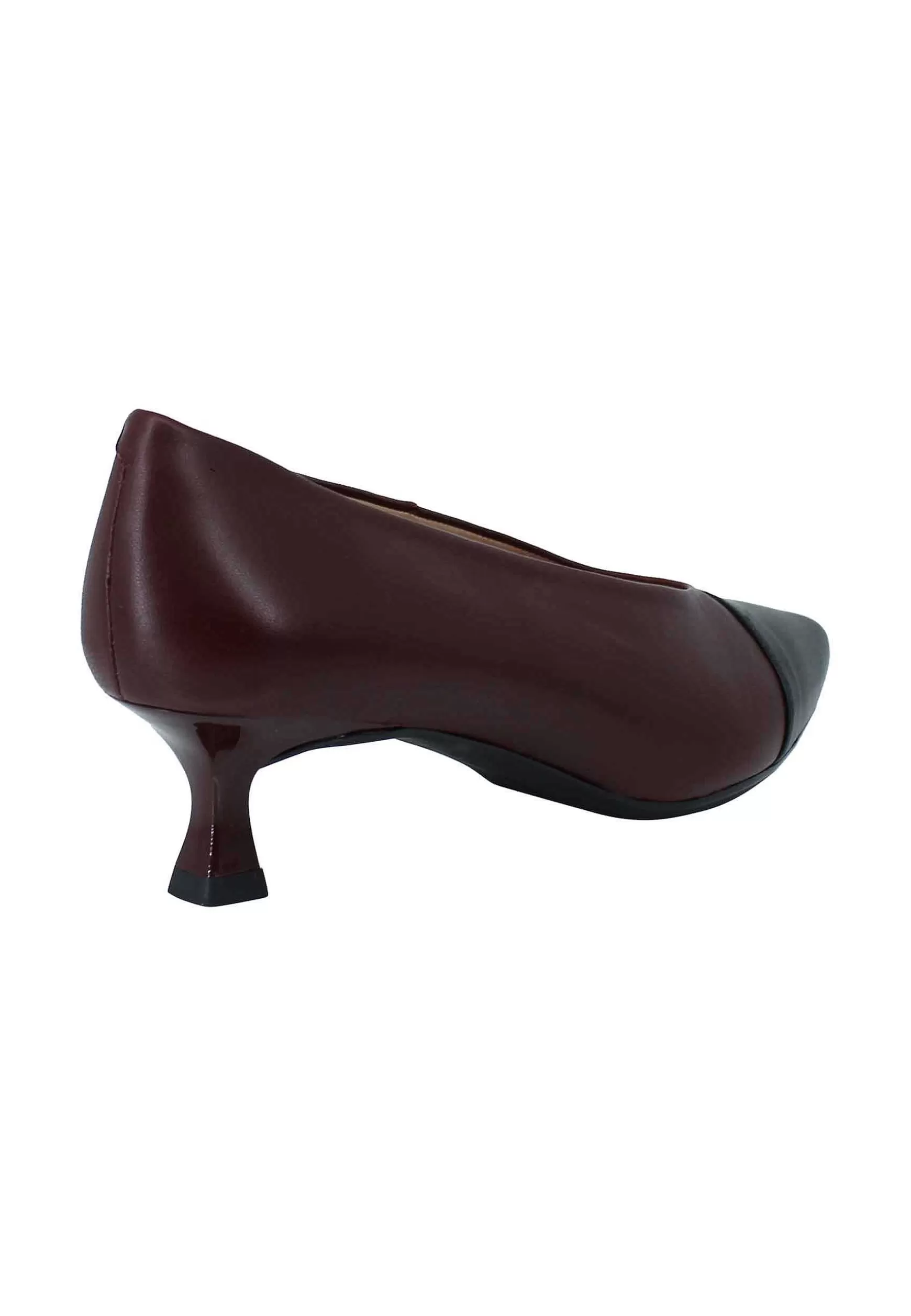 Decollete Donna In Pelle Bordeaux Tacco Basso Con Scollo Alto E Puntina*Unisa Hot