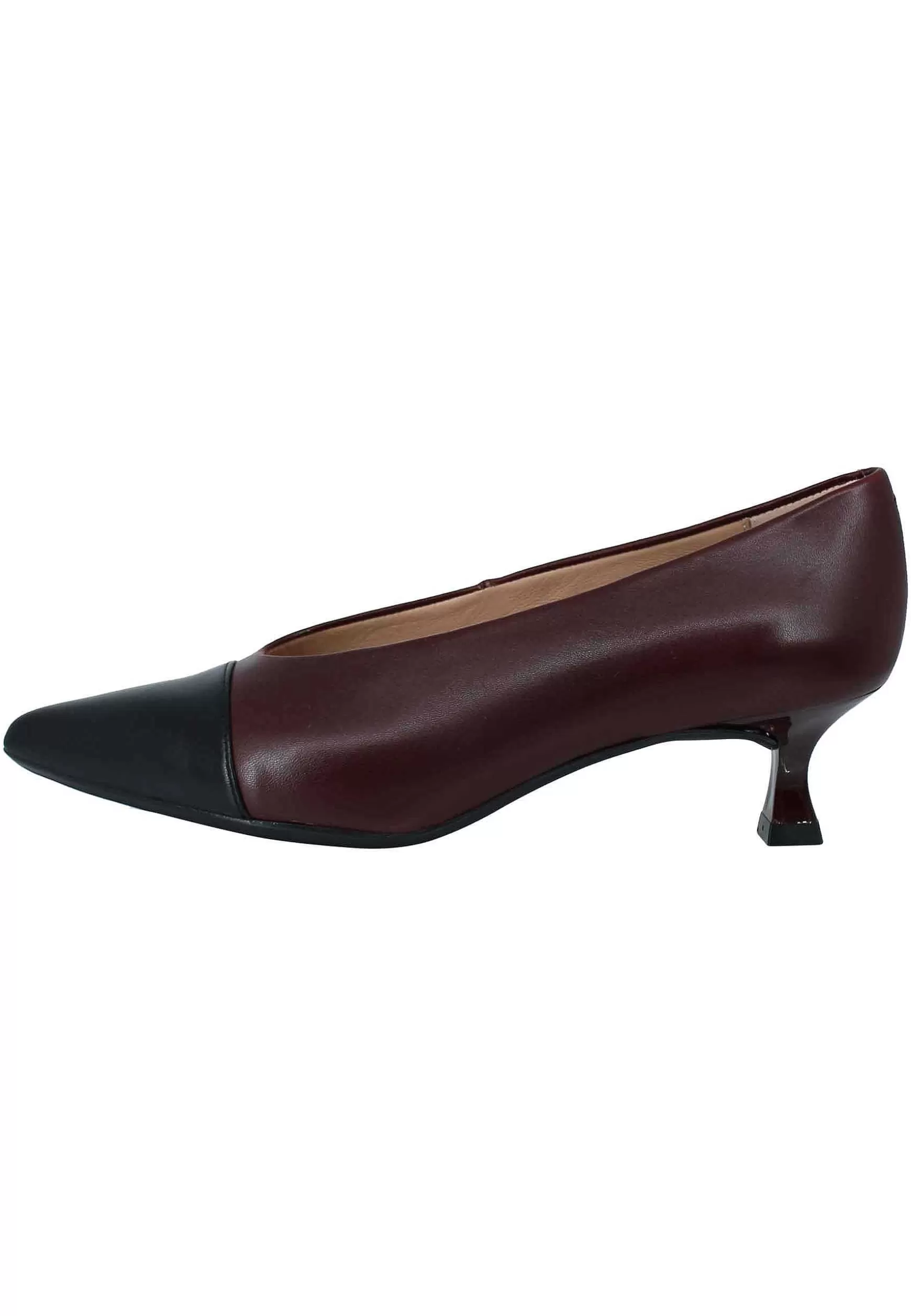 Decollete Donna In Pelle Bordeaux Tacco Basso Con Scollo Alto E Puntina*Unisa Hot