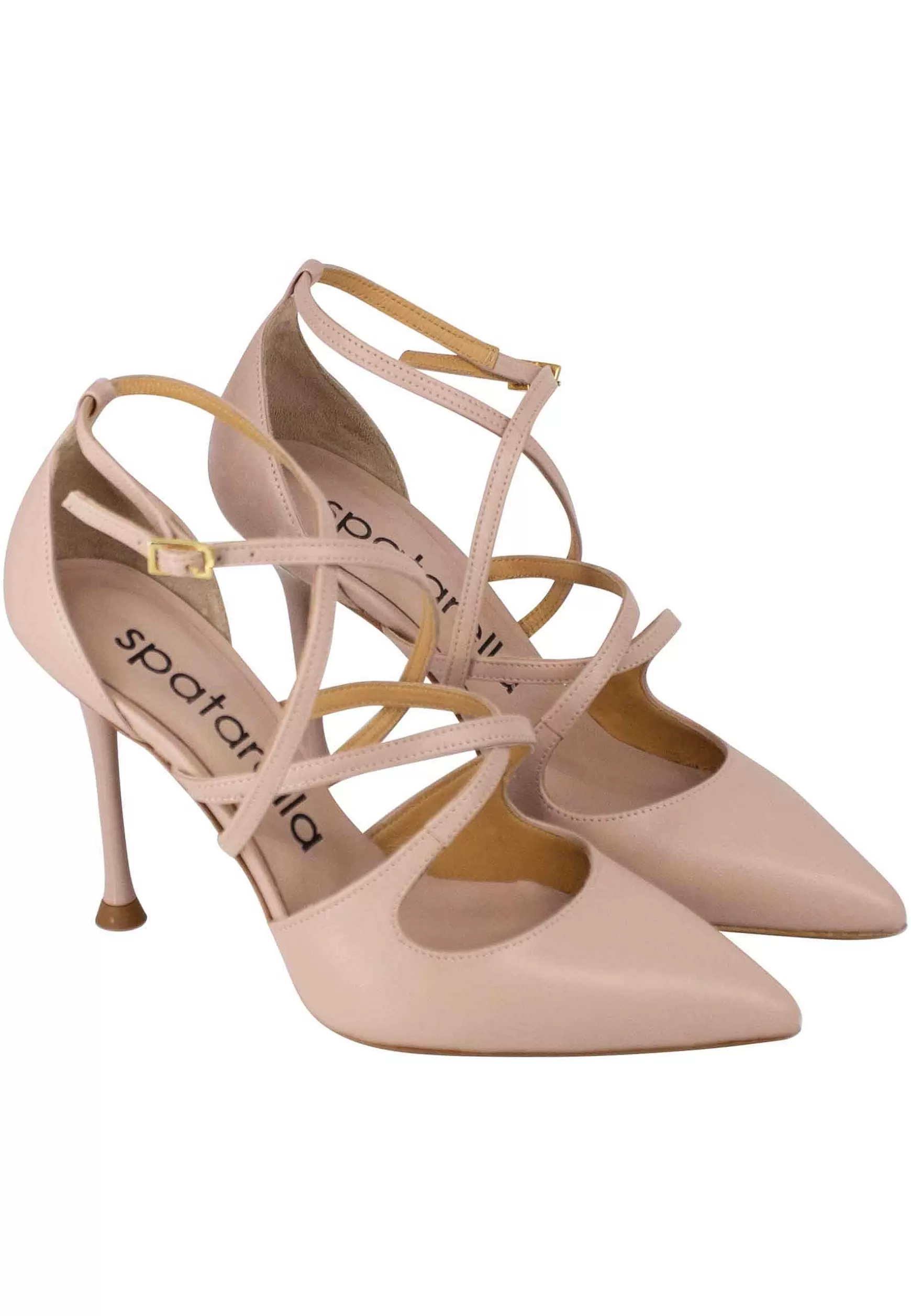 Decollete Donna In Pelle Cipria Con Tacco Alto E Cinturini** Store