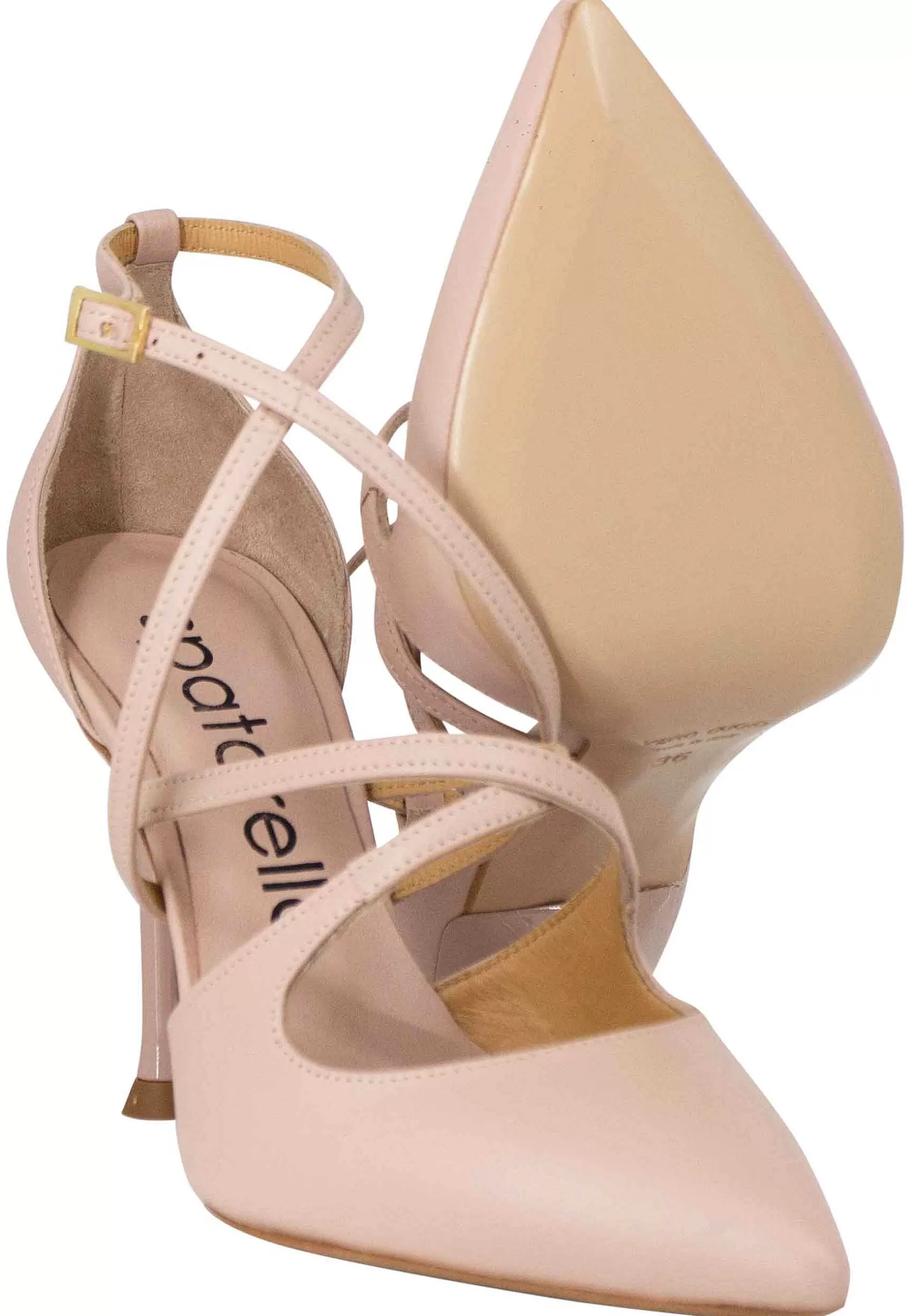 Decollete Donna In Pelle Cipria Con Tacco Alto E Cinturini** Store