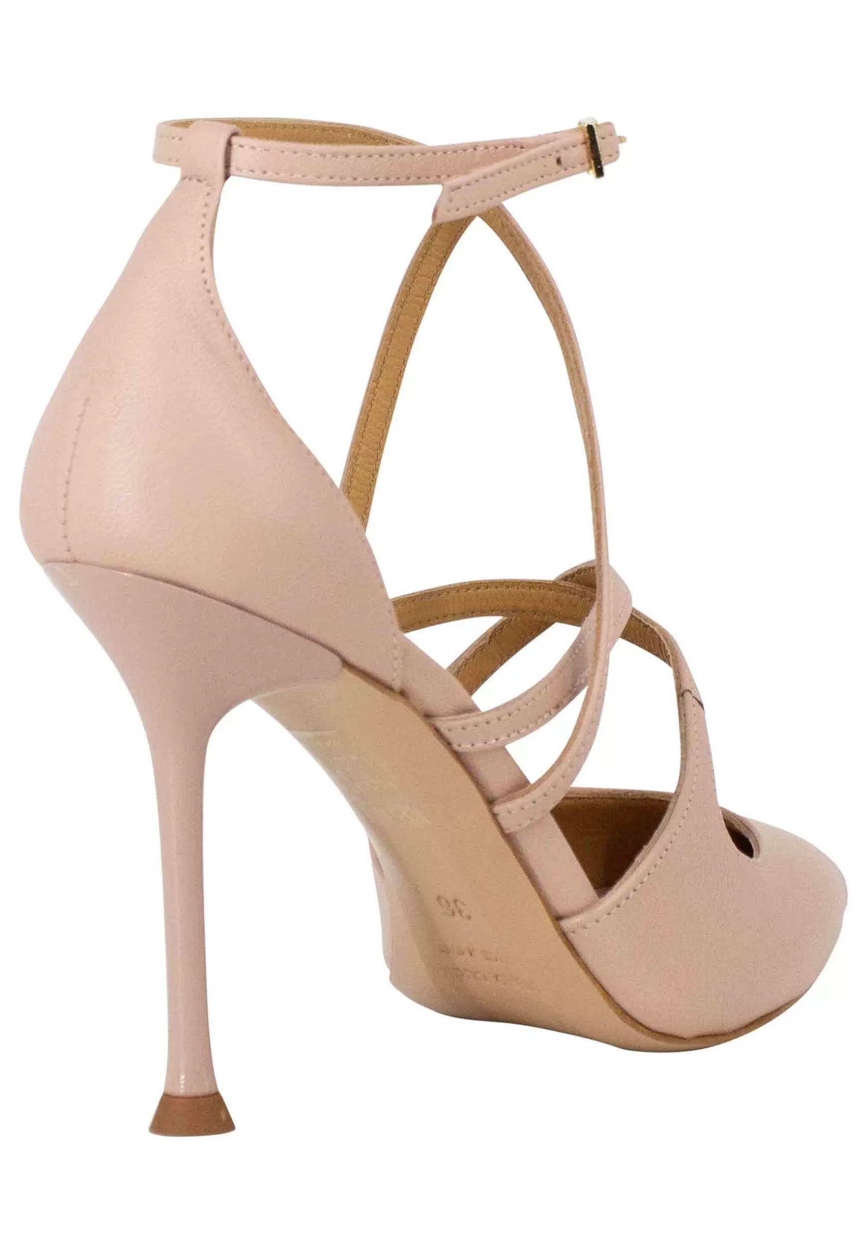 Decollete Donna In Pelle Cipria Con Tacco Alto E Cinturini** Store