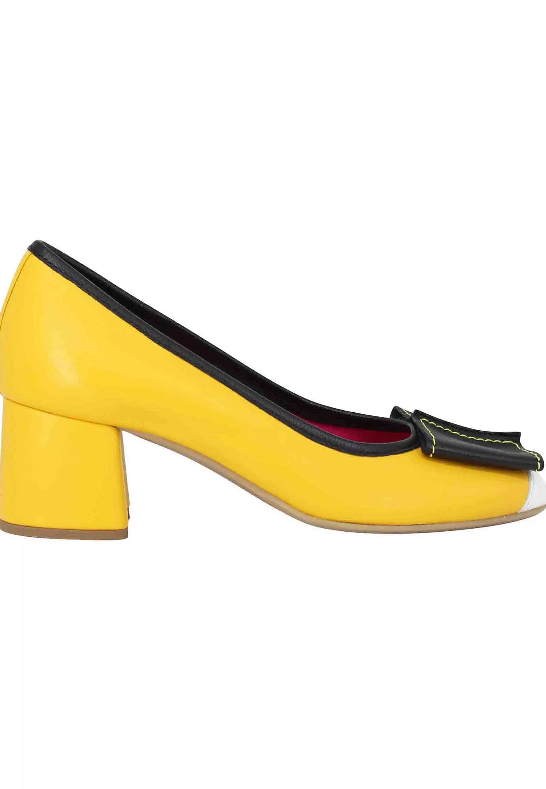 Decollete Donna In Pelle Gialla Con Accessorio E Punta Tonda*Le Babe Discount