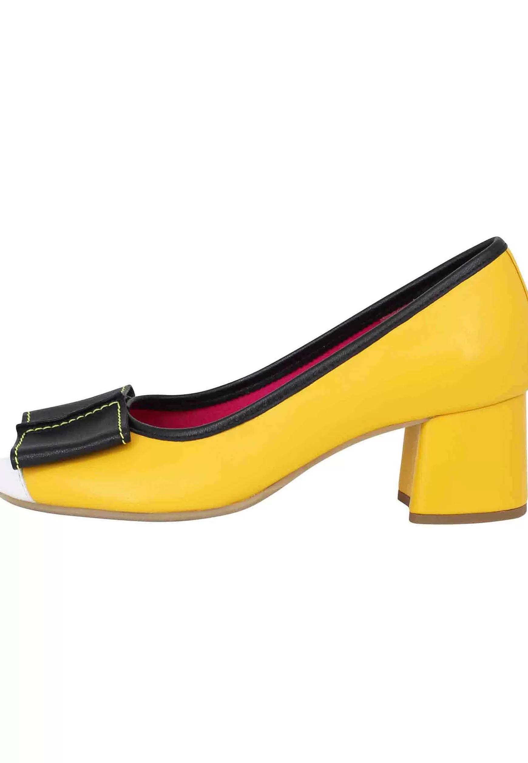 Decollete Donna In Pelle Gialla Con Accessorio E Punta Tonda*Le Babe Discount