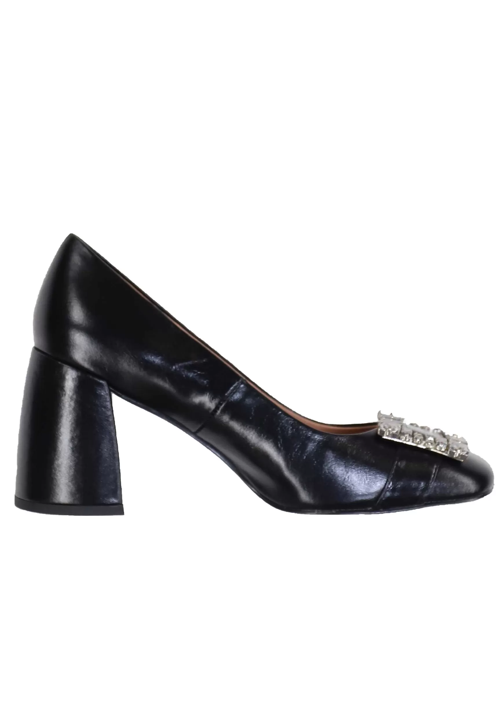 Decollete Donna In Pelle Lucida Nera Con Fibbia In Strass E Tacco Alto Adella*Bibi Lou Best Sale