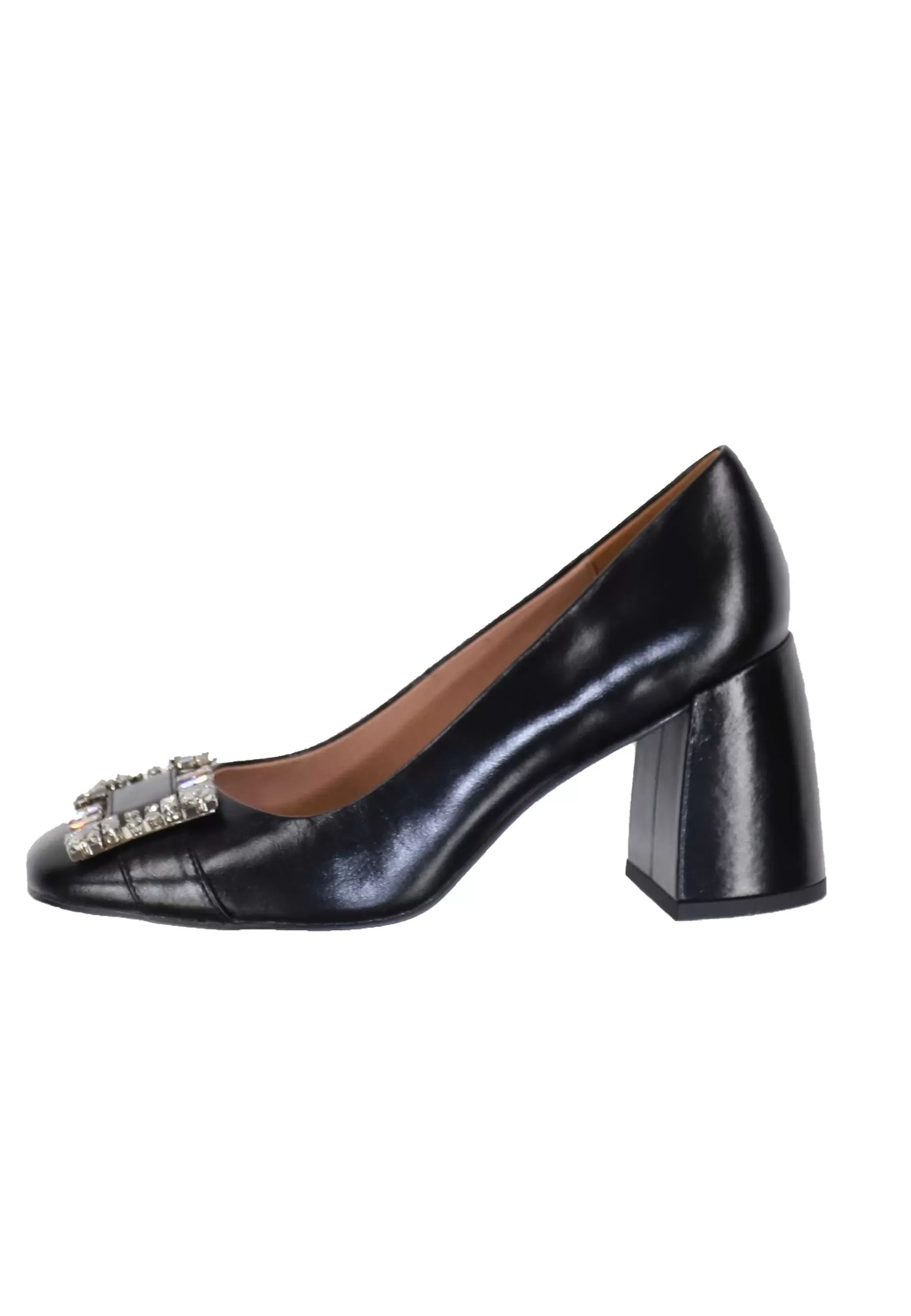 Decollete Donna In Pelle Lucida Nera Con Fibbia In Strass E Tacco Alto Adella*Bibi Lou Best Sale