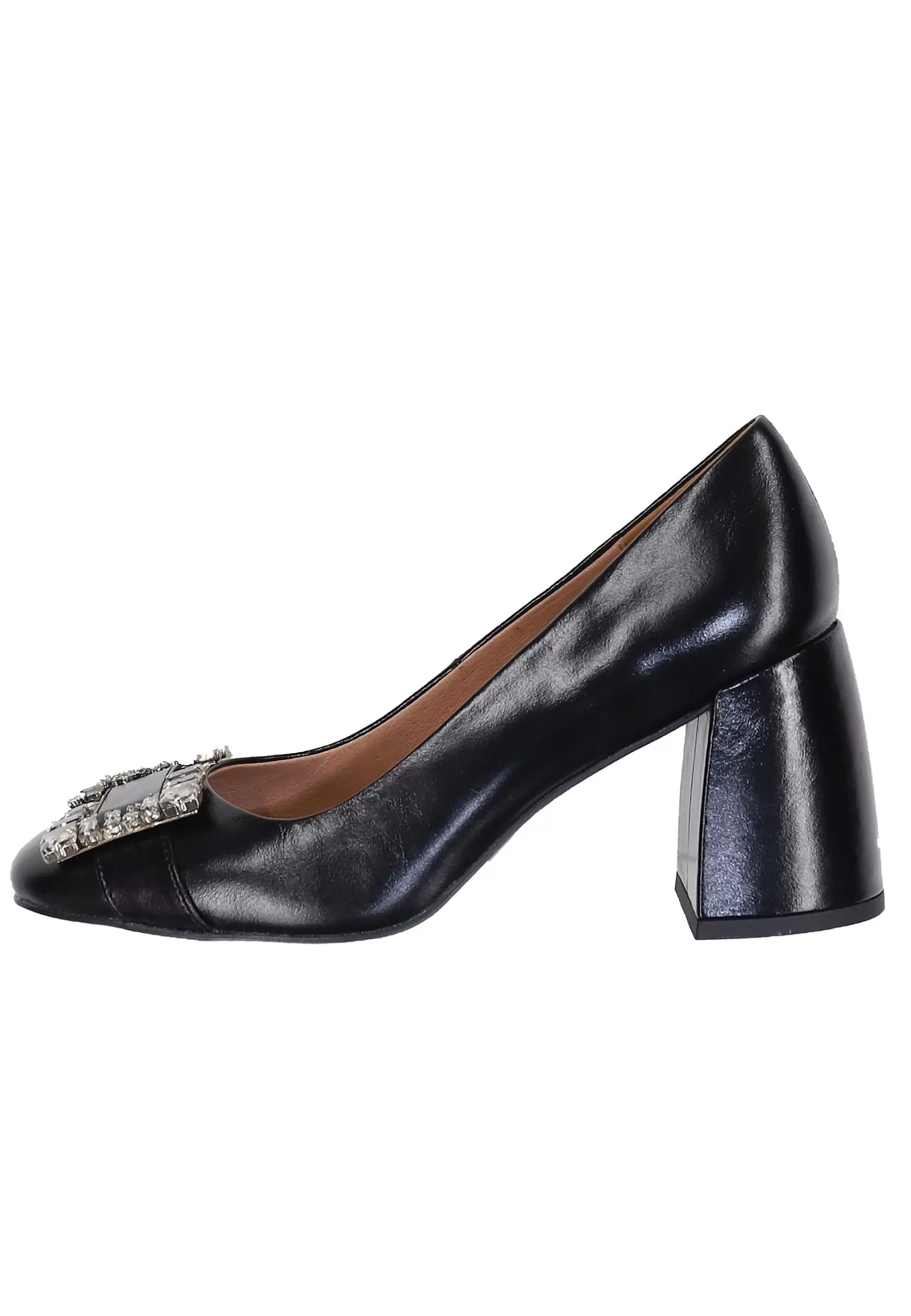 Decollete Donna In Pelle Lucida Nera Con Fibbia In Strass E Tacco Alto Adella*Bibi Lou Best Sale