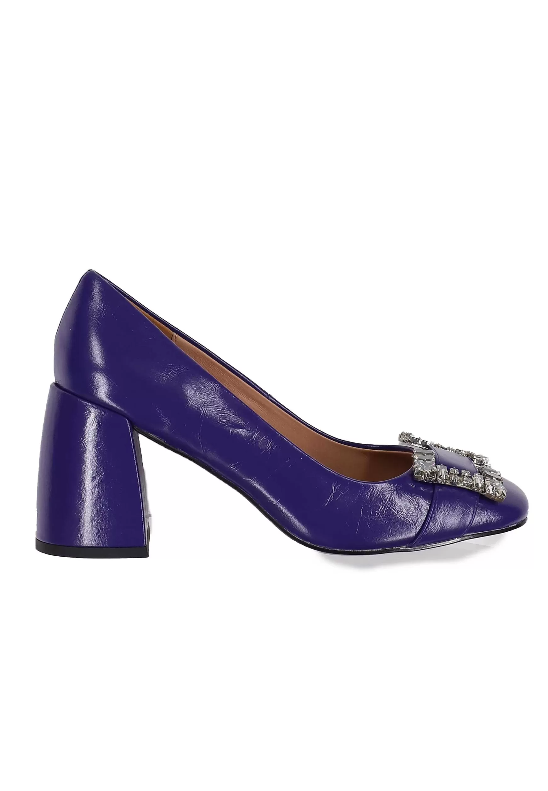 Decollete Donna In Pelle Lucida Viola Con Fibbia In Strass E Tacco Alto Adella*Bibi Lou Clearance