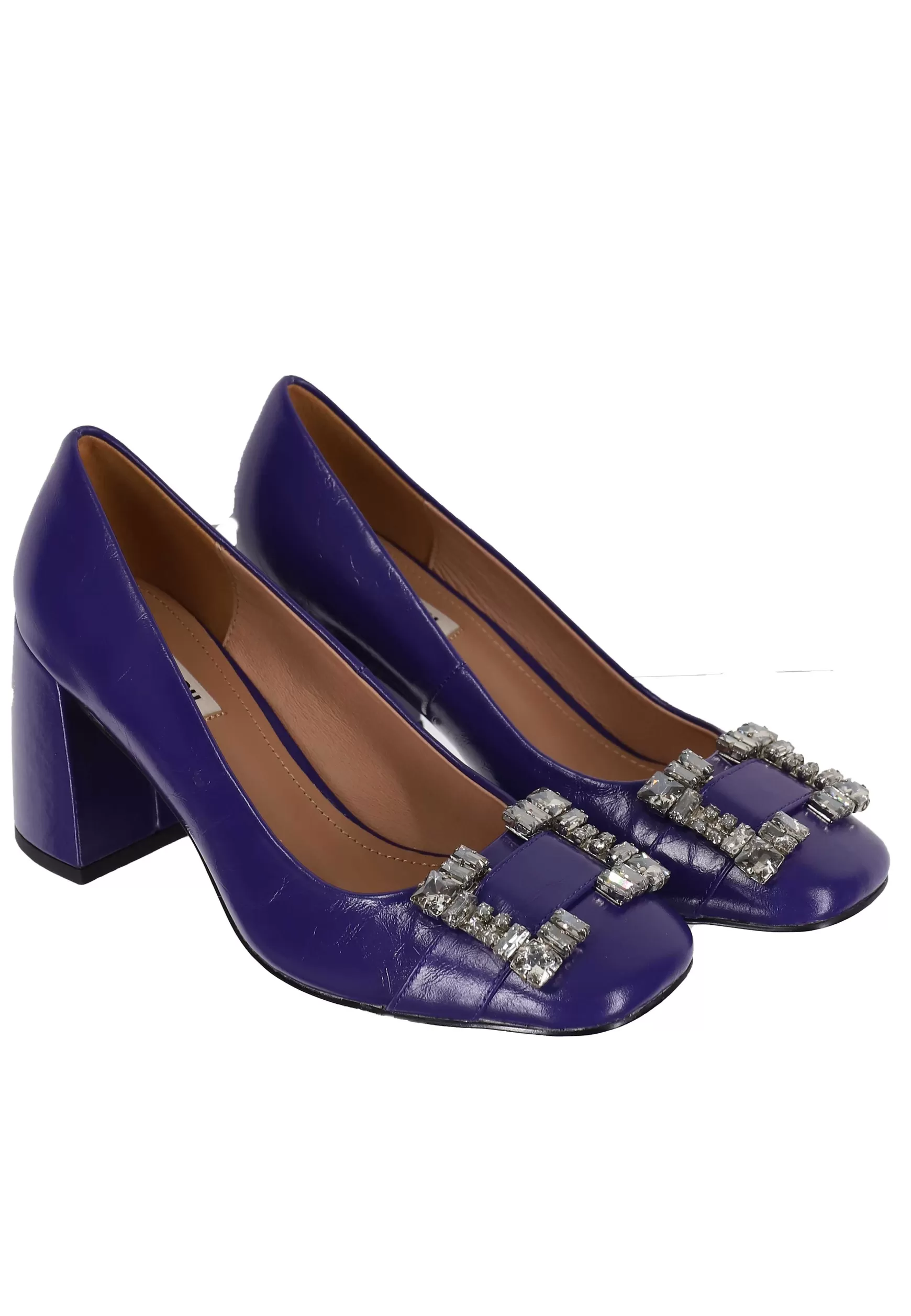 Decollete Donna In Pelle Lucida Viola Con Fibbia In Strass E Tacco Alto Adella*Bibi Lou Clearance