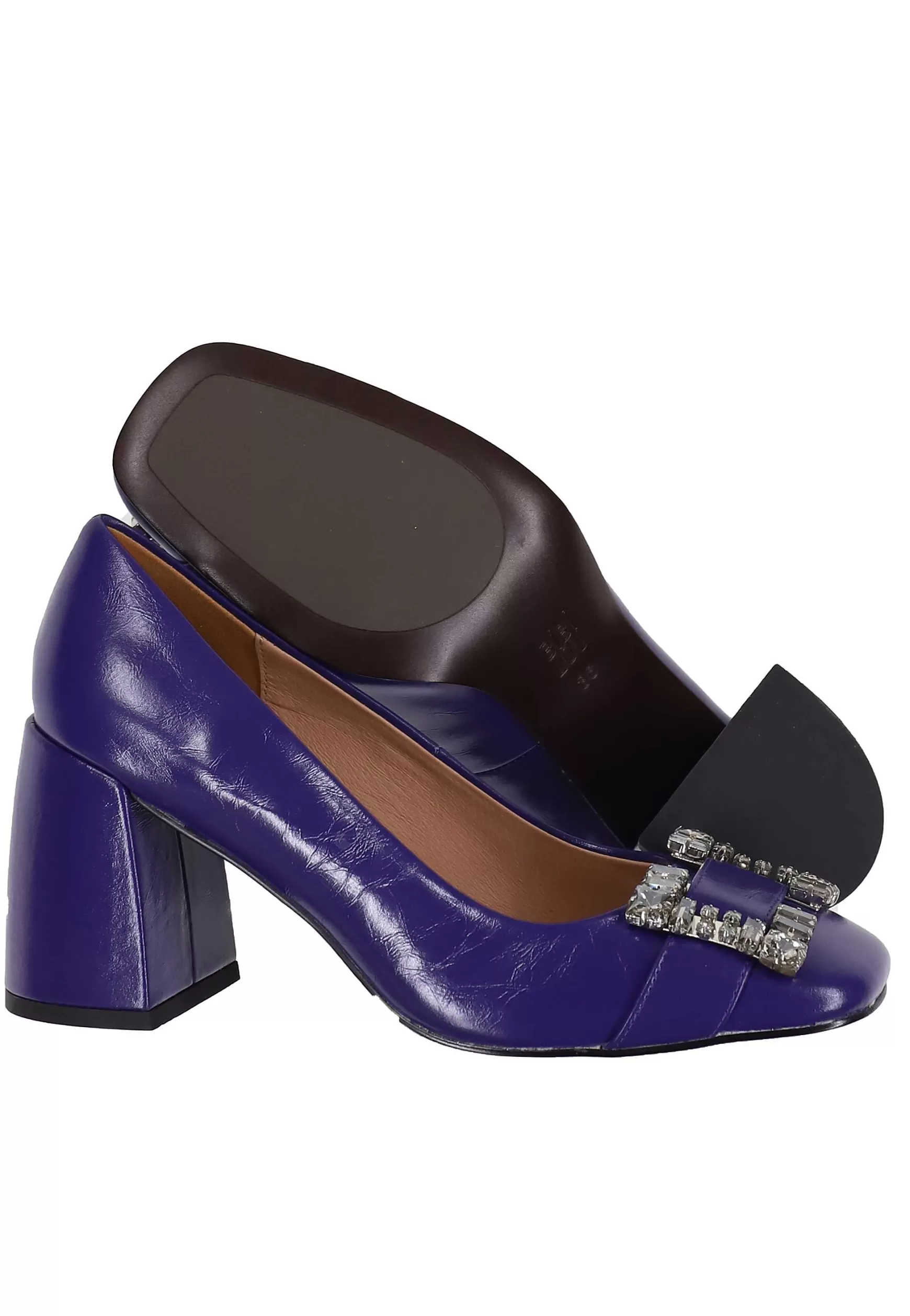 Decollete Donna In Pelle Lucida Viola Con Fibbia In Strass E Tacco Alto Adella*Bibi Lou Clearance