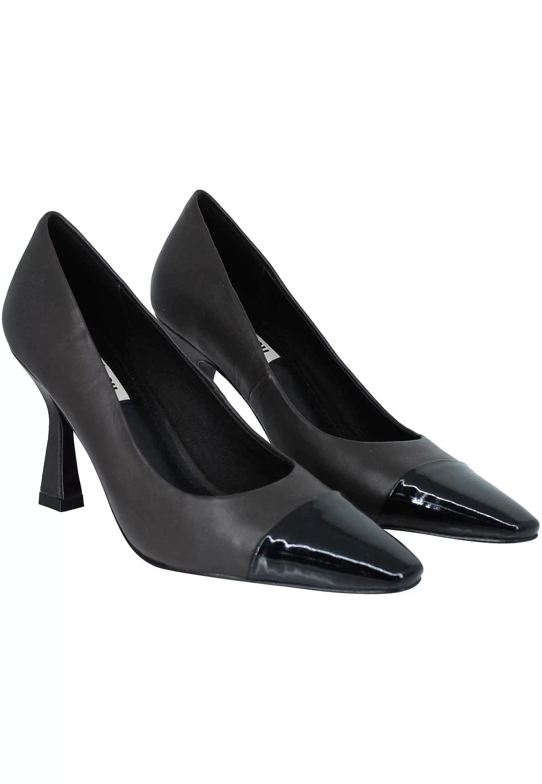 Decollete Donna In Pelle Marrone Con Puntale In Pelle Nero E Tacco Alto*Bibi Lou Cheap