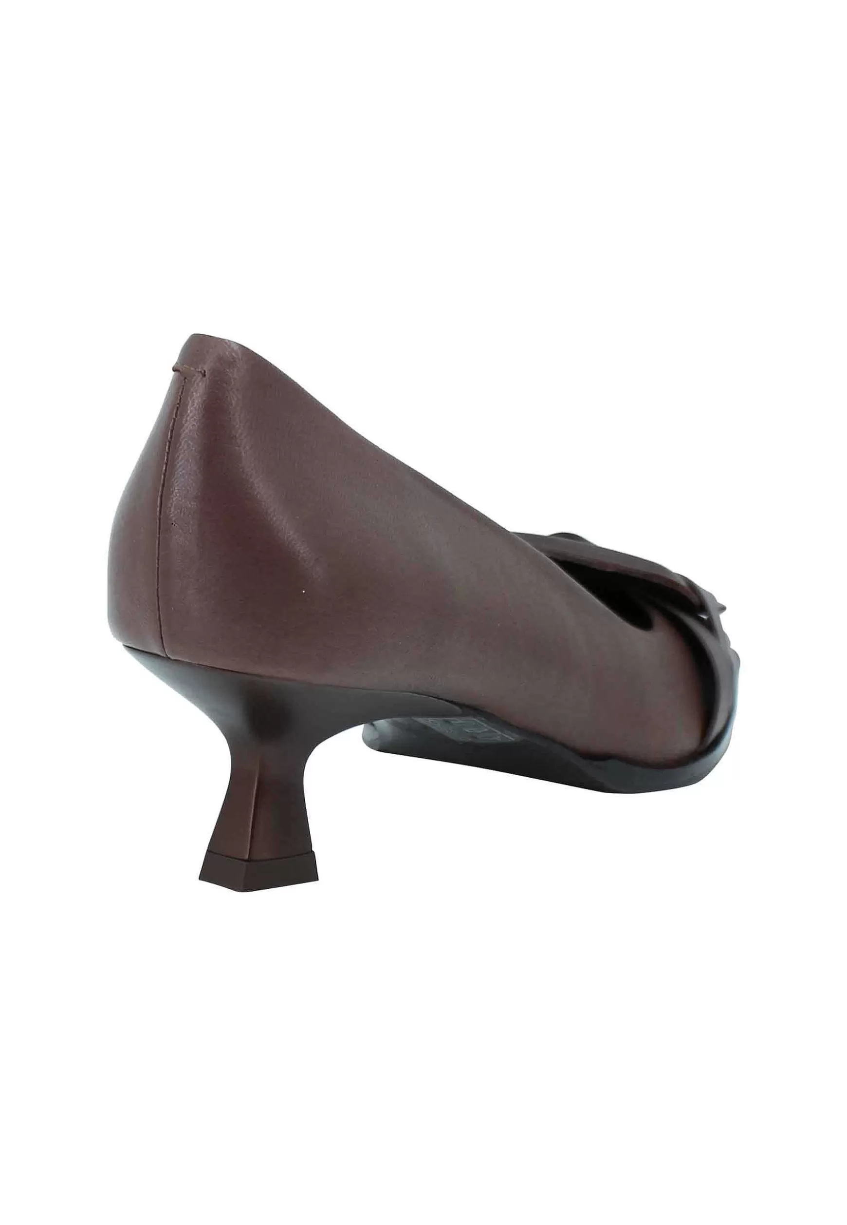 Decollete Donna In Pelle Marrone Tacco Basso Con Accessorio*Zinda Outlet
