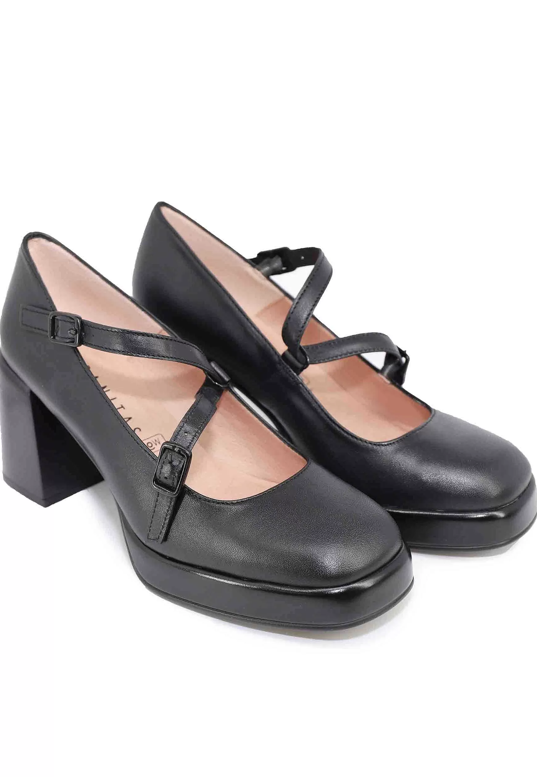 Decollete Donna In Pelle Nera Con Cinturini Sul Collo Piede*Hispanitas Hot