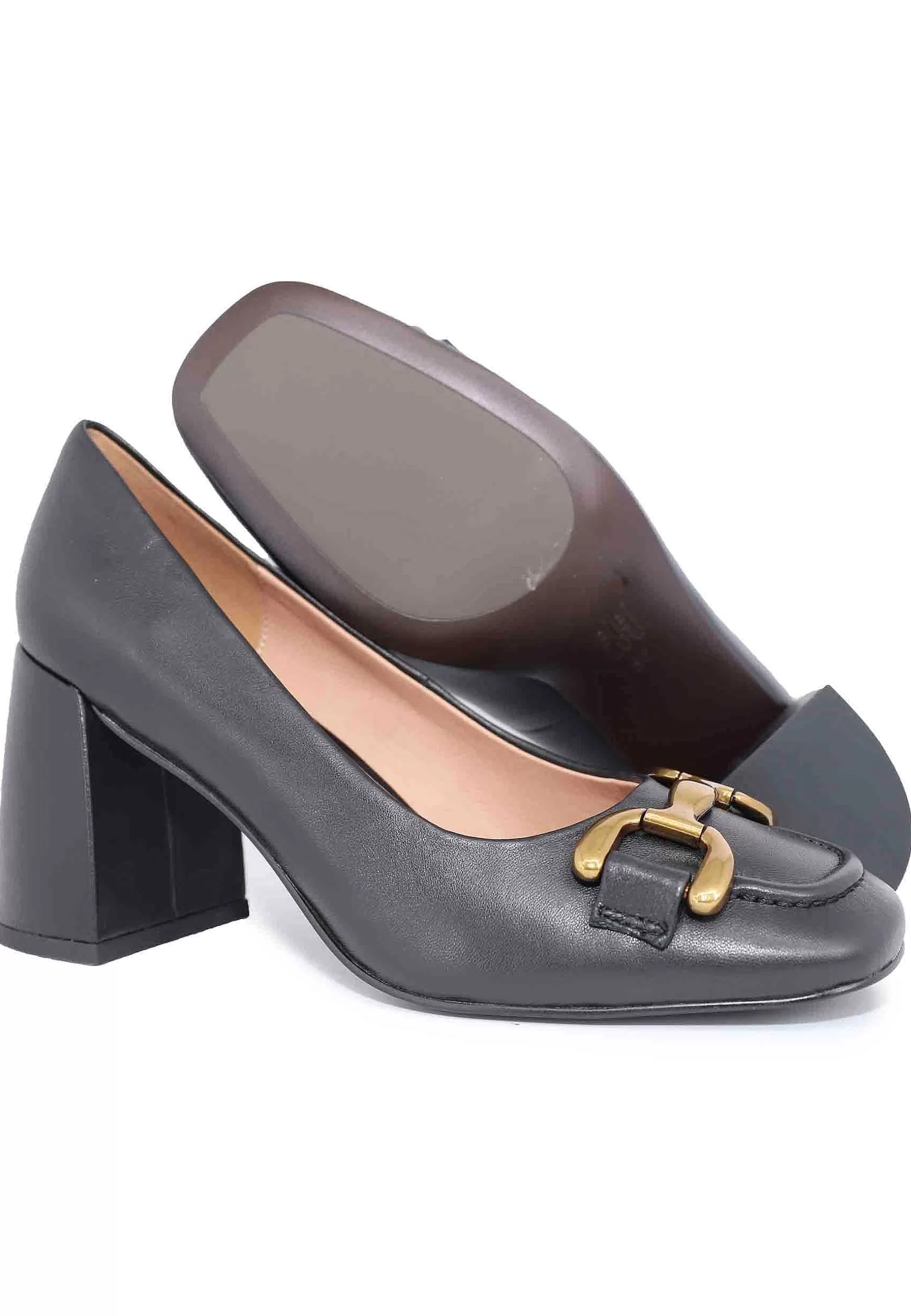 Decollete Donna In Pelle Nera Con Tacco Alto Amber*Bibi Lou Store