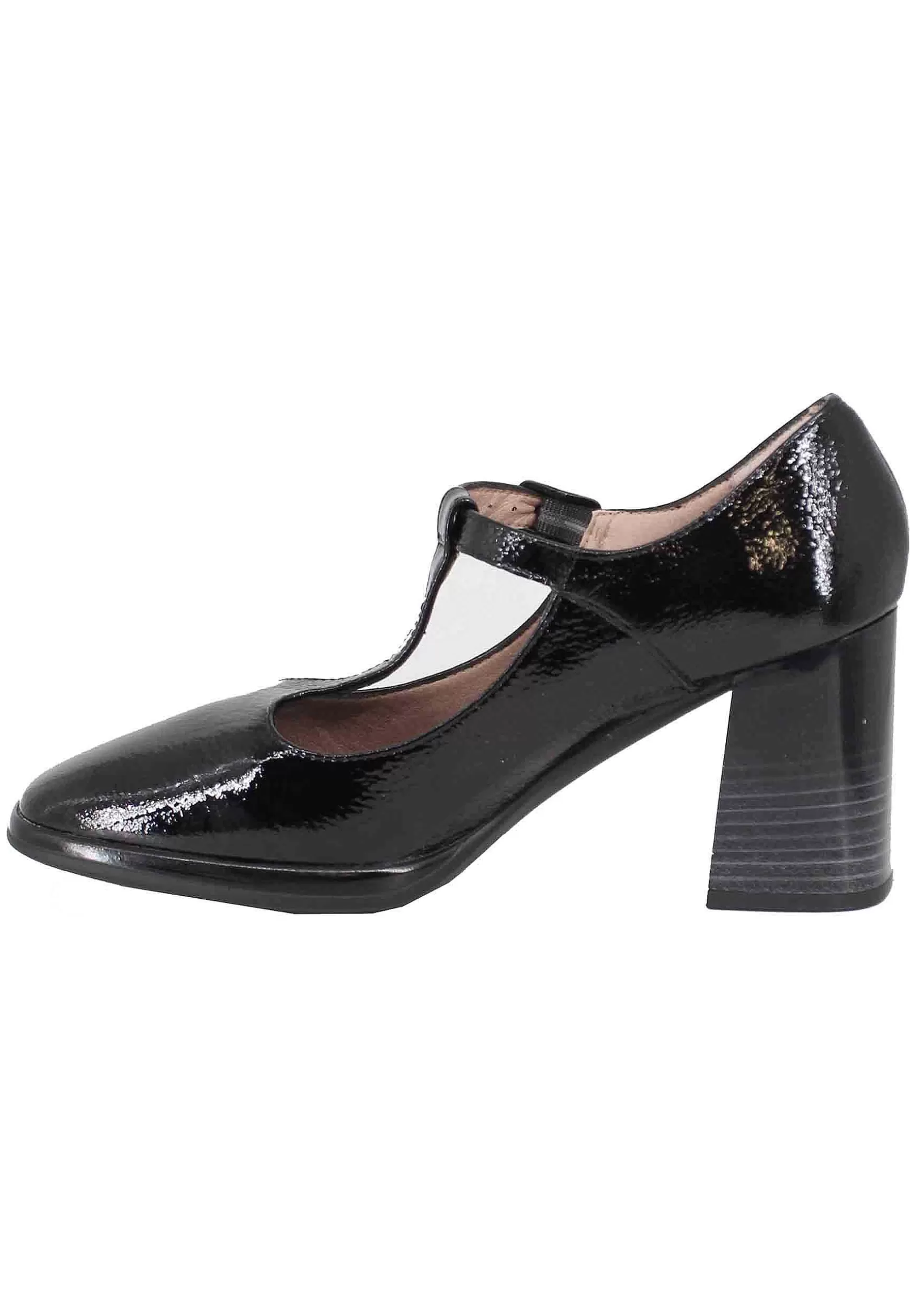 Decollete Donna In Pelle Nera Lucida Con Cinturini E Tacco Alto*Hispanitas New