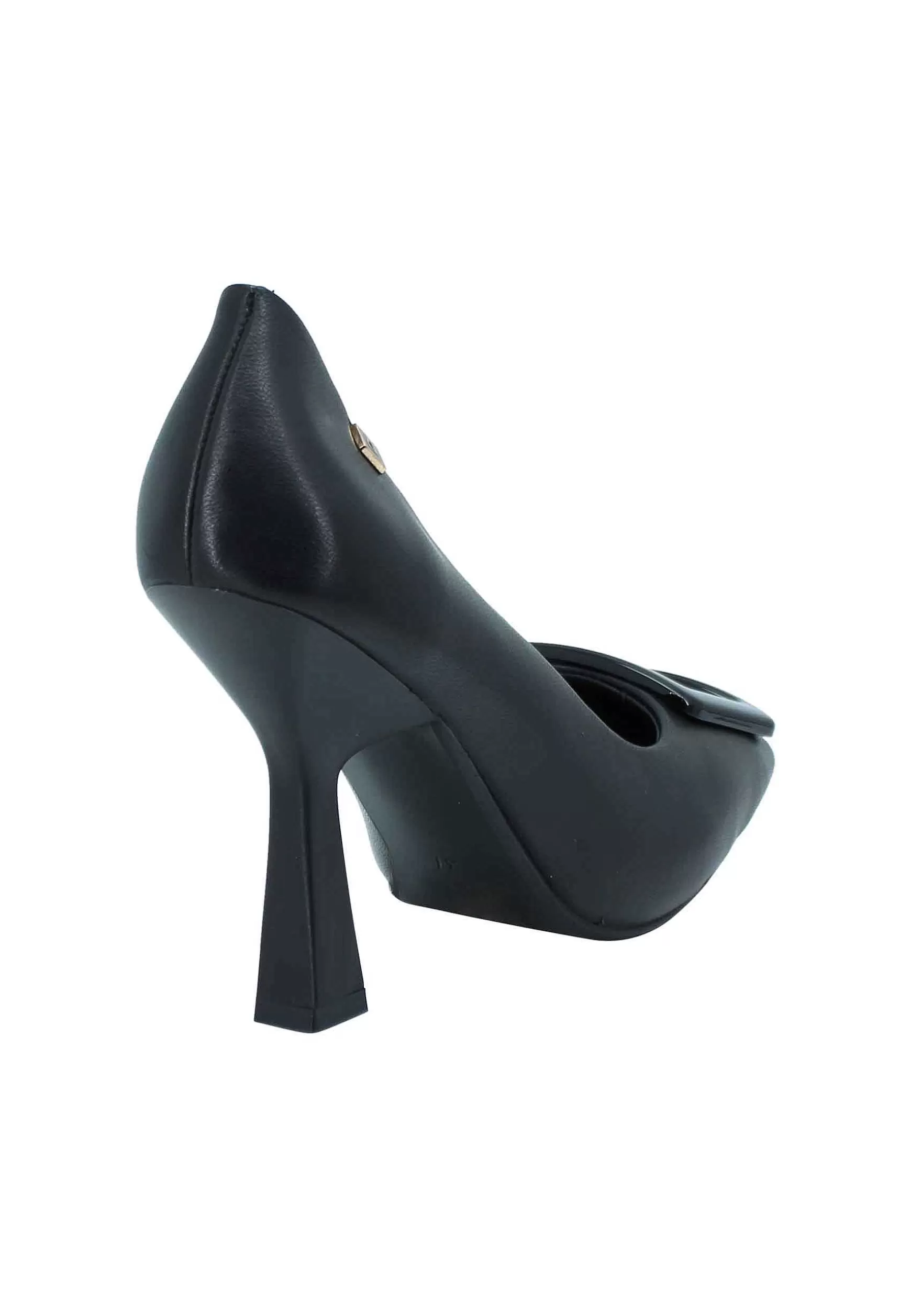 Decollete Donna In Pelle Nera Punta Quadra E Accessorio In Tinta*Manufacture D Clearance