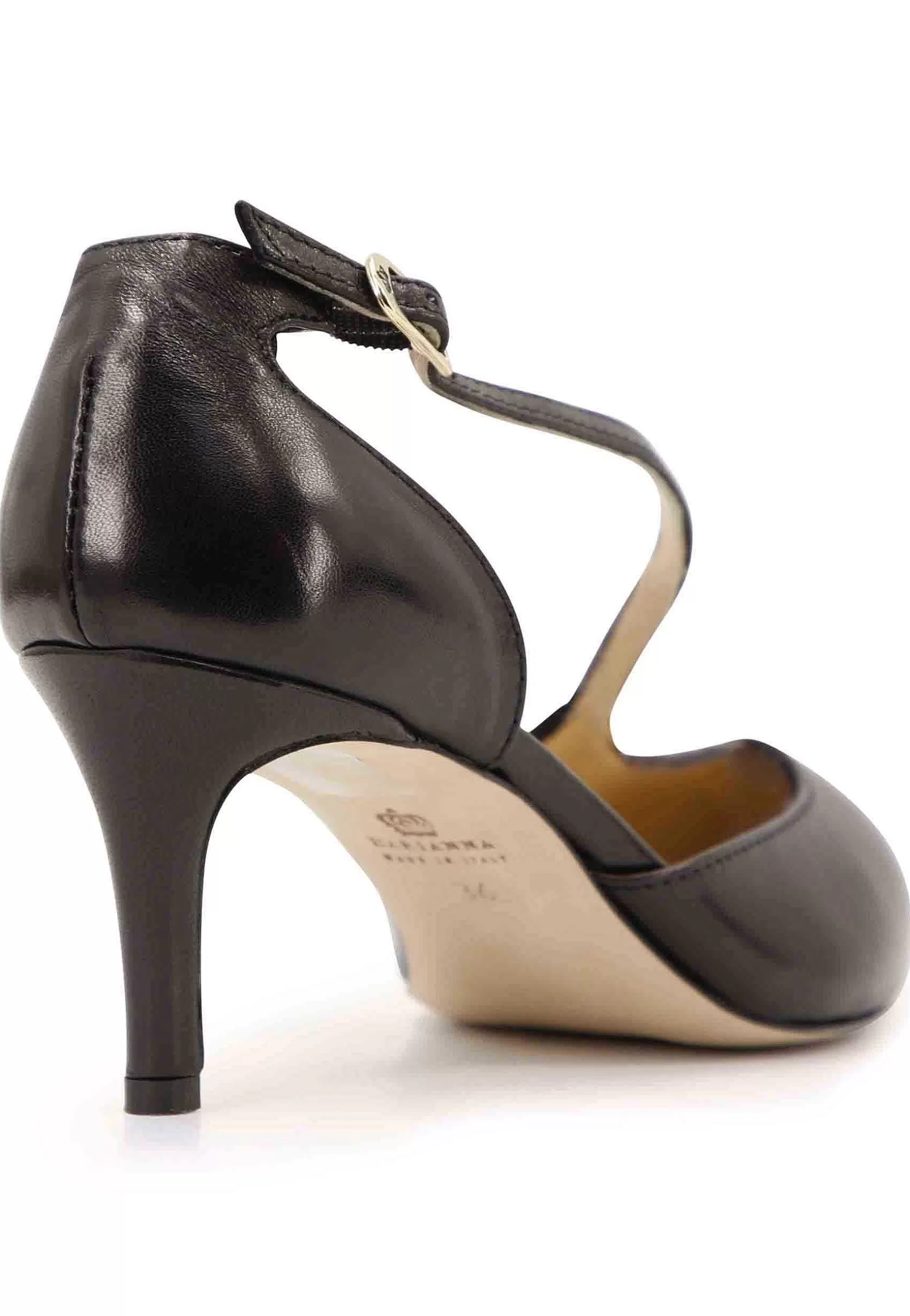Decoete Donna In Pee Nero Con Tacco E Cinturino Su Coo Piede*L New