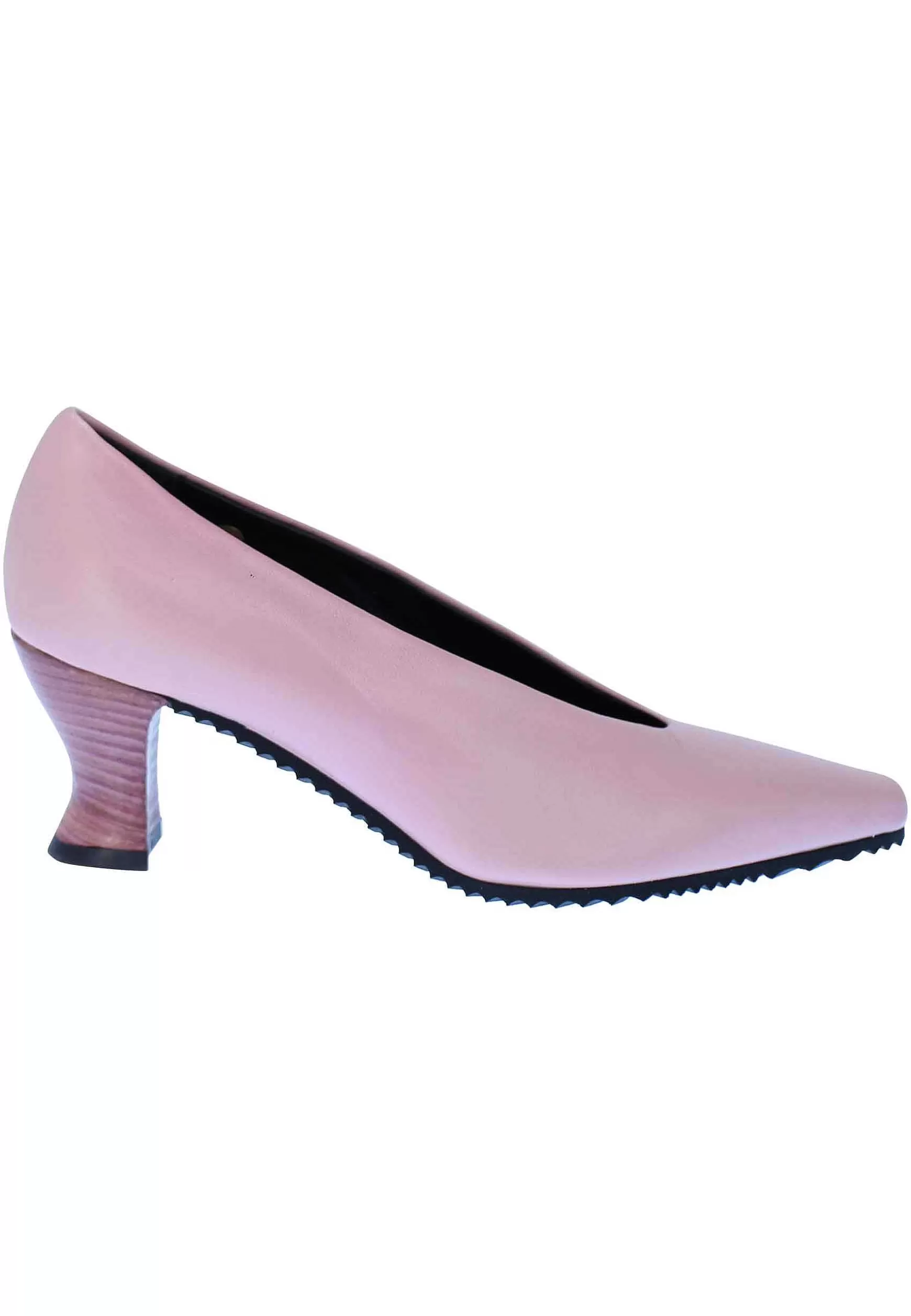 Decollete Donna In Pelle Rosa Punta Quadra E Tacco In Cuoio** Best