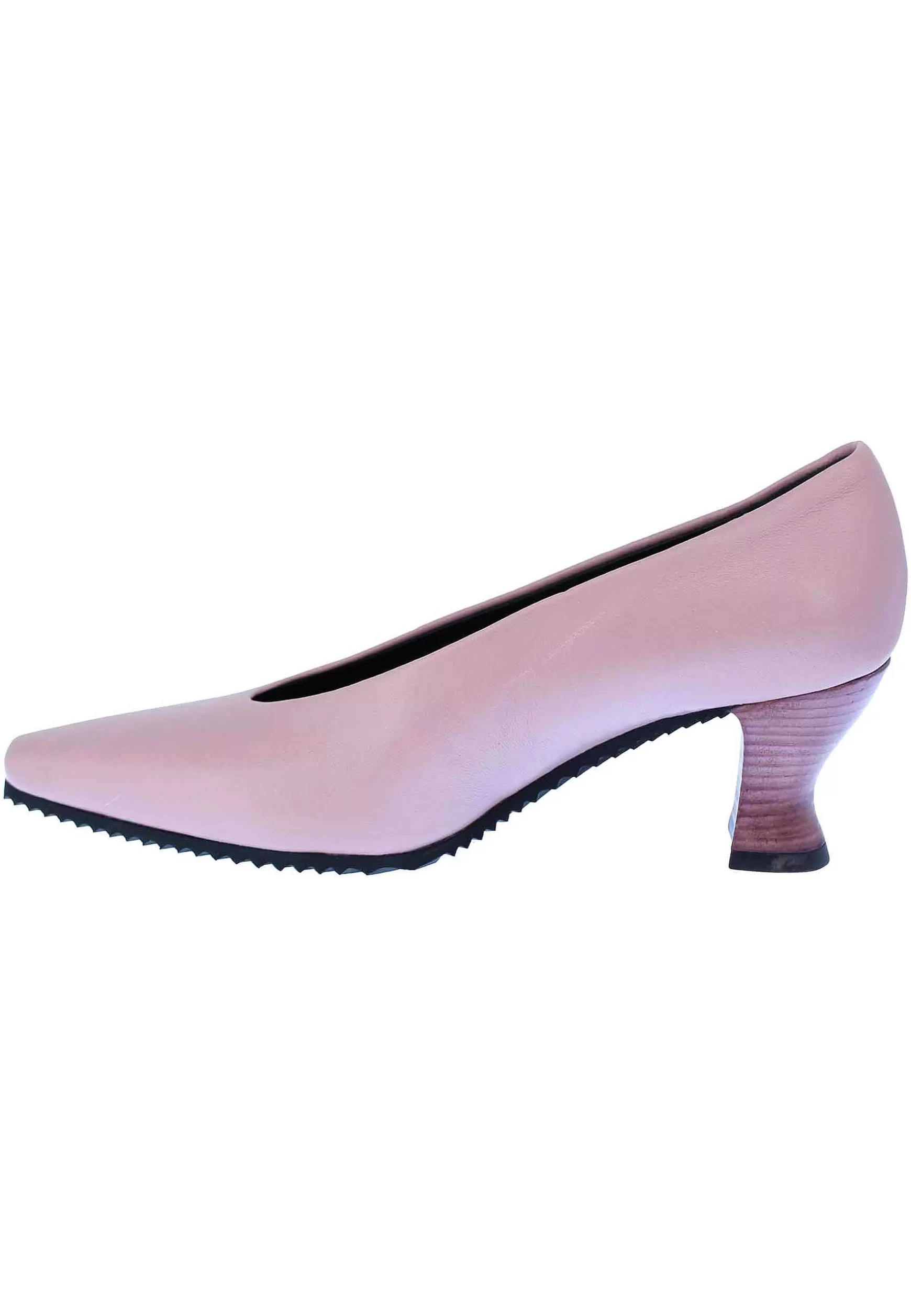 Decollete Donna In Pelle Rosa Punta Quadra E Tacco In Cuoio** Best