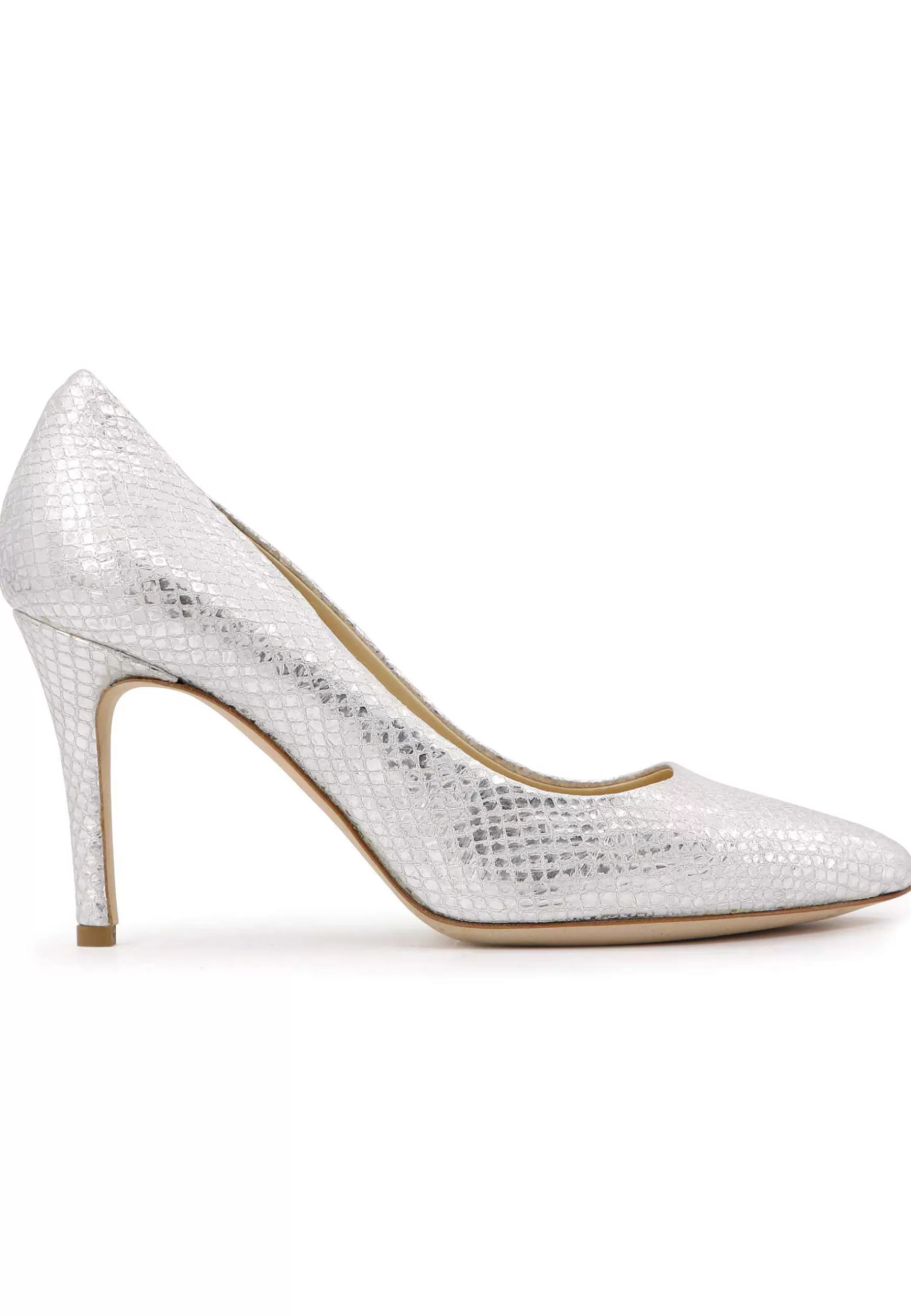 Decoete Donna In Pee Stampata aminata Argento Con Tacco Ato*L New