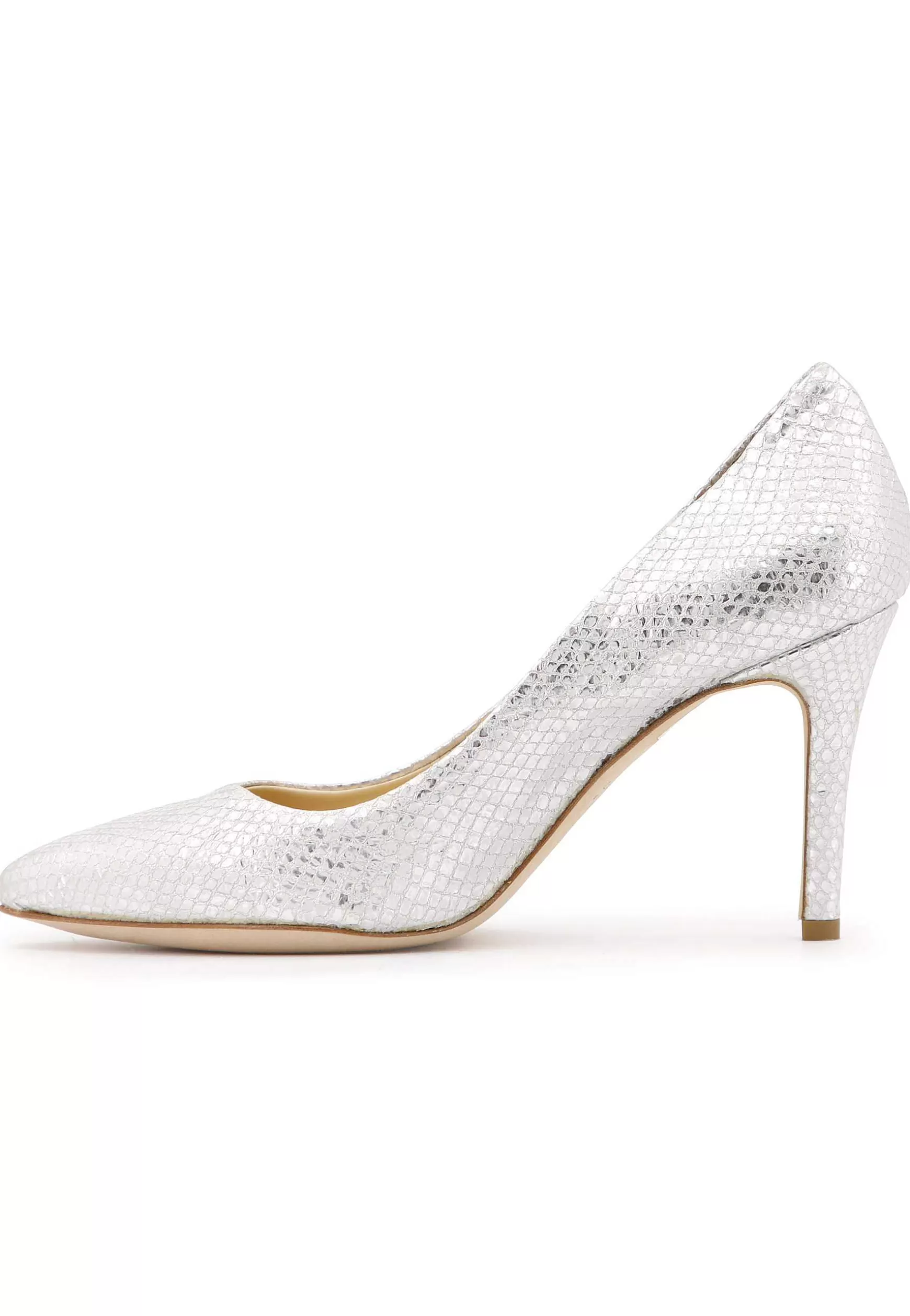 Decoete Donna In Pee Stampata aminata Argento Con Tacco Ato*L New