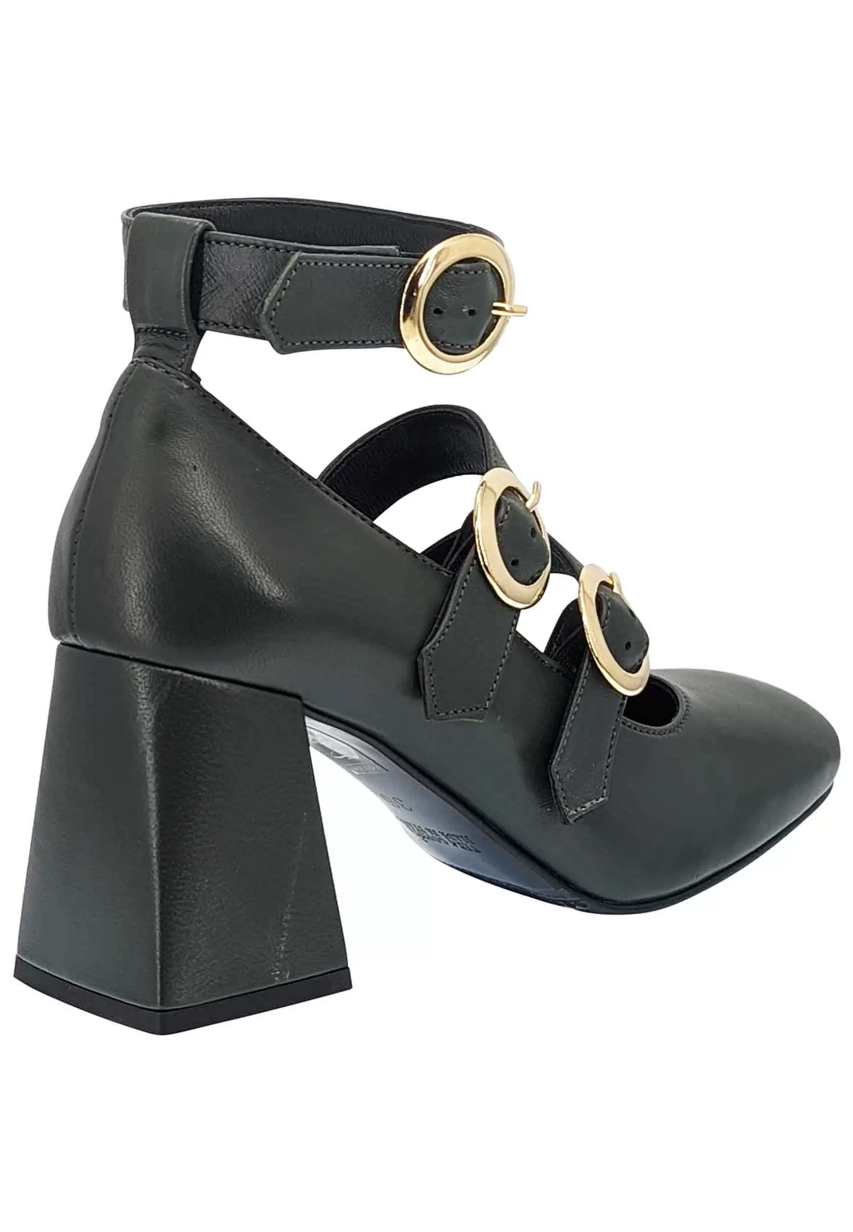 Decollete Donna In Pelle Verde Con Cinturini Fibbie E Tacco Alto** Cheap