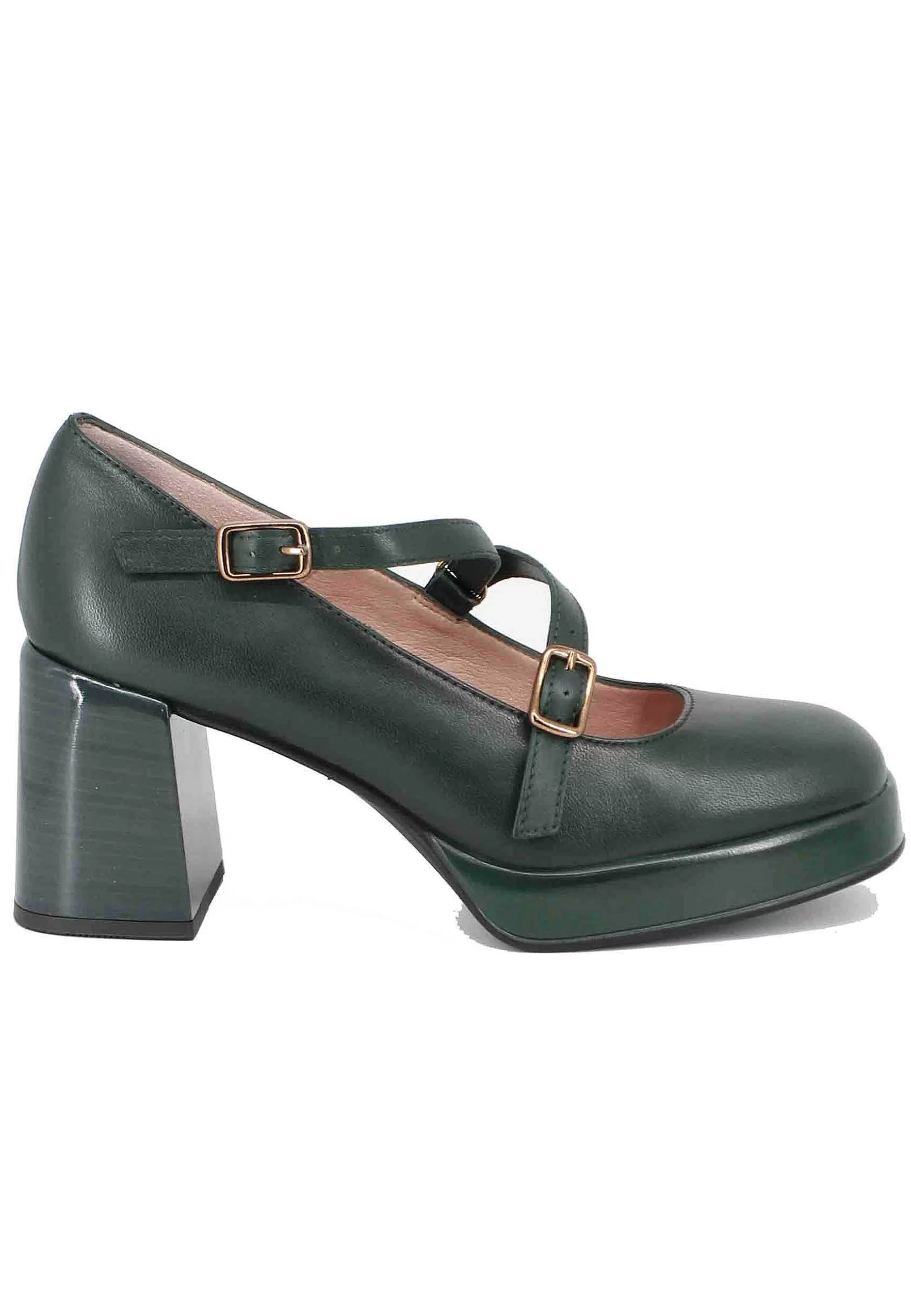 Decollete Donna In Pelle Verde Con Cinturini Sul Collo Piede*Hispanitas Cheap