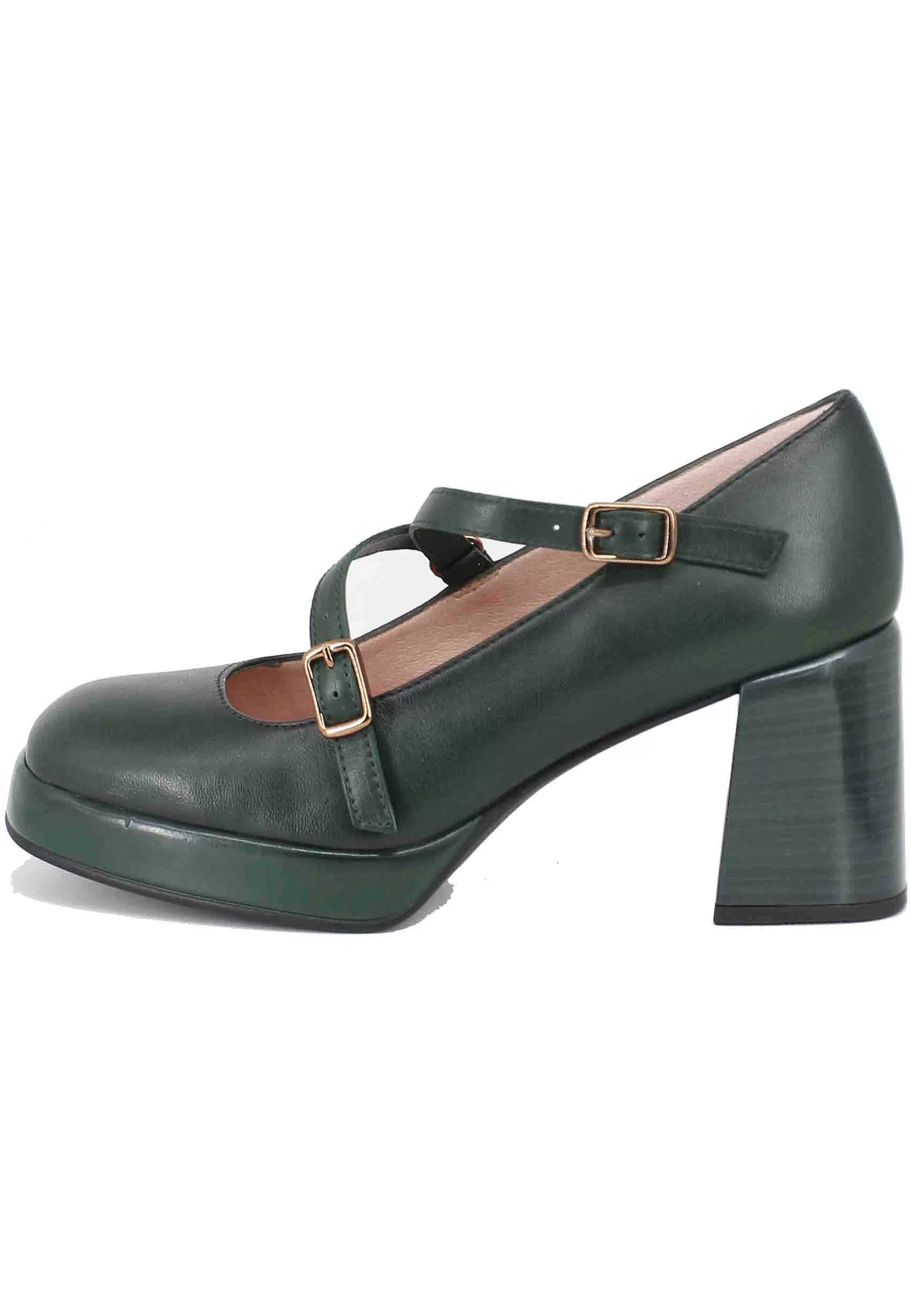 Decollete Donna In Pelle Verde Con Cinturini Sul Collo Piede*Hispanitas Cheap