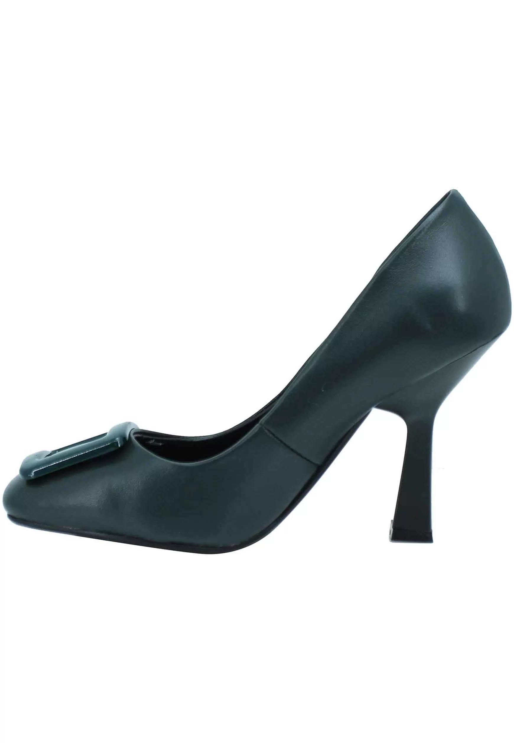 Decollete Donna In Pelle Verde Punta Quadra E Accessorio In Tinta*Manufacture D Hot