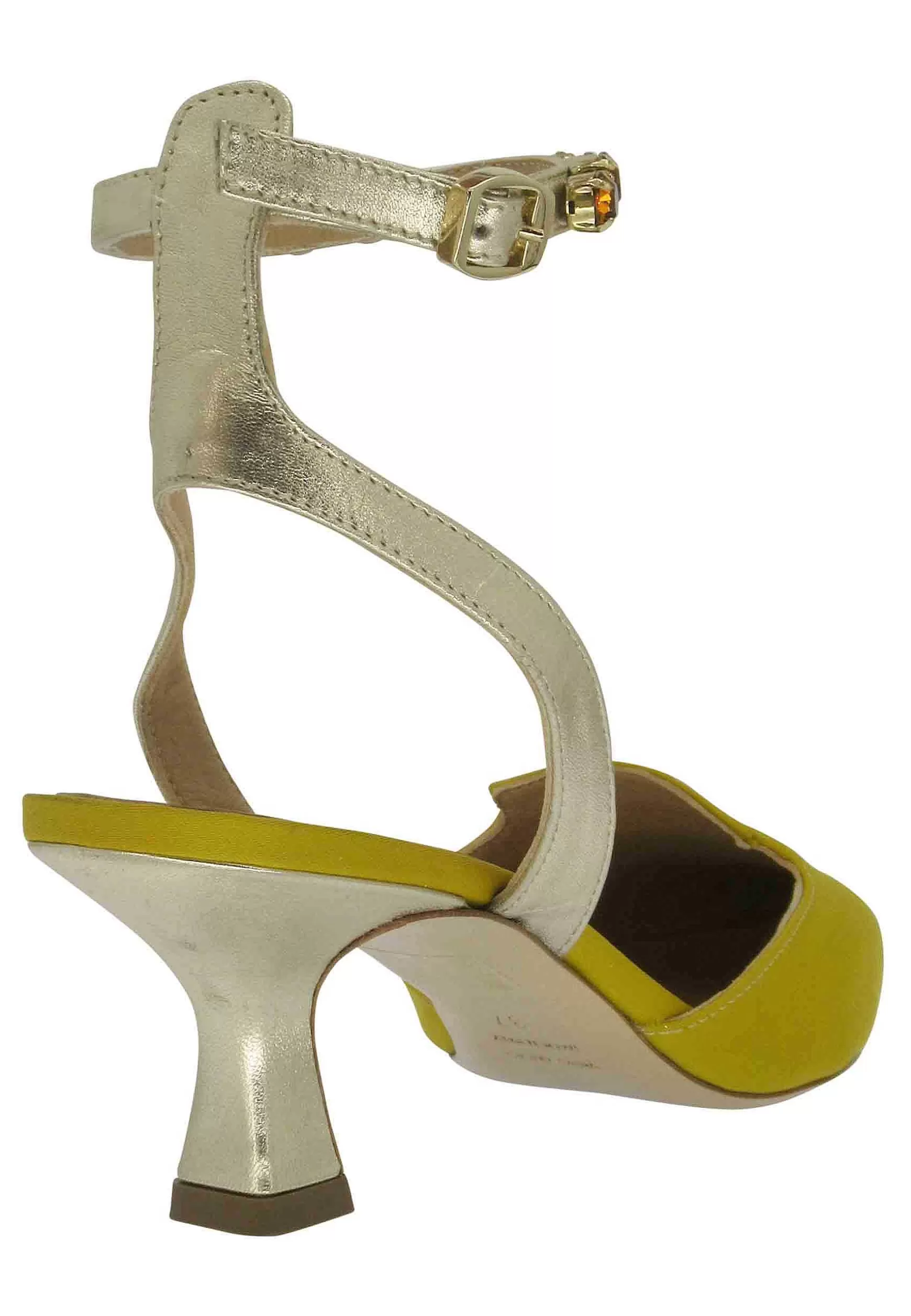 Decollete Donna In Raso Senape Con Cinturino Gioiello Alla Caviglia*Festa Flash Sale