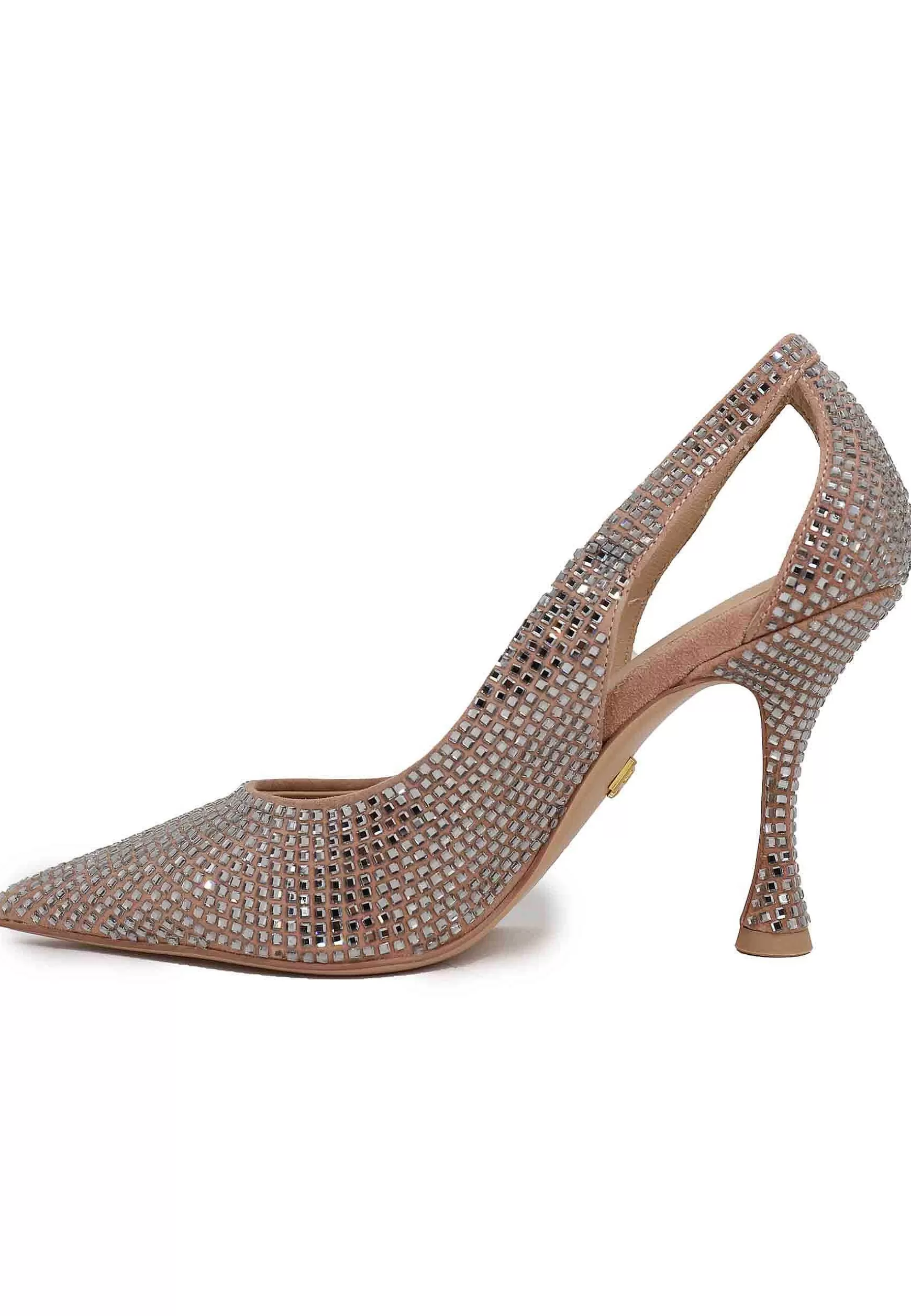 Decollete Donna In Strass Nude Tacco Alto Con Punta A Punta Nowa*Lola Cruz Clearance